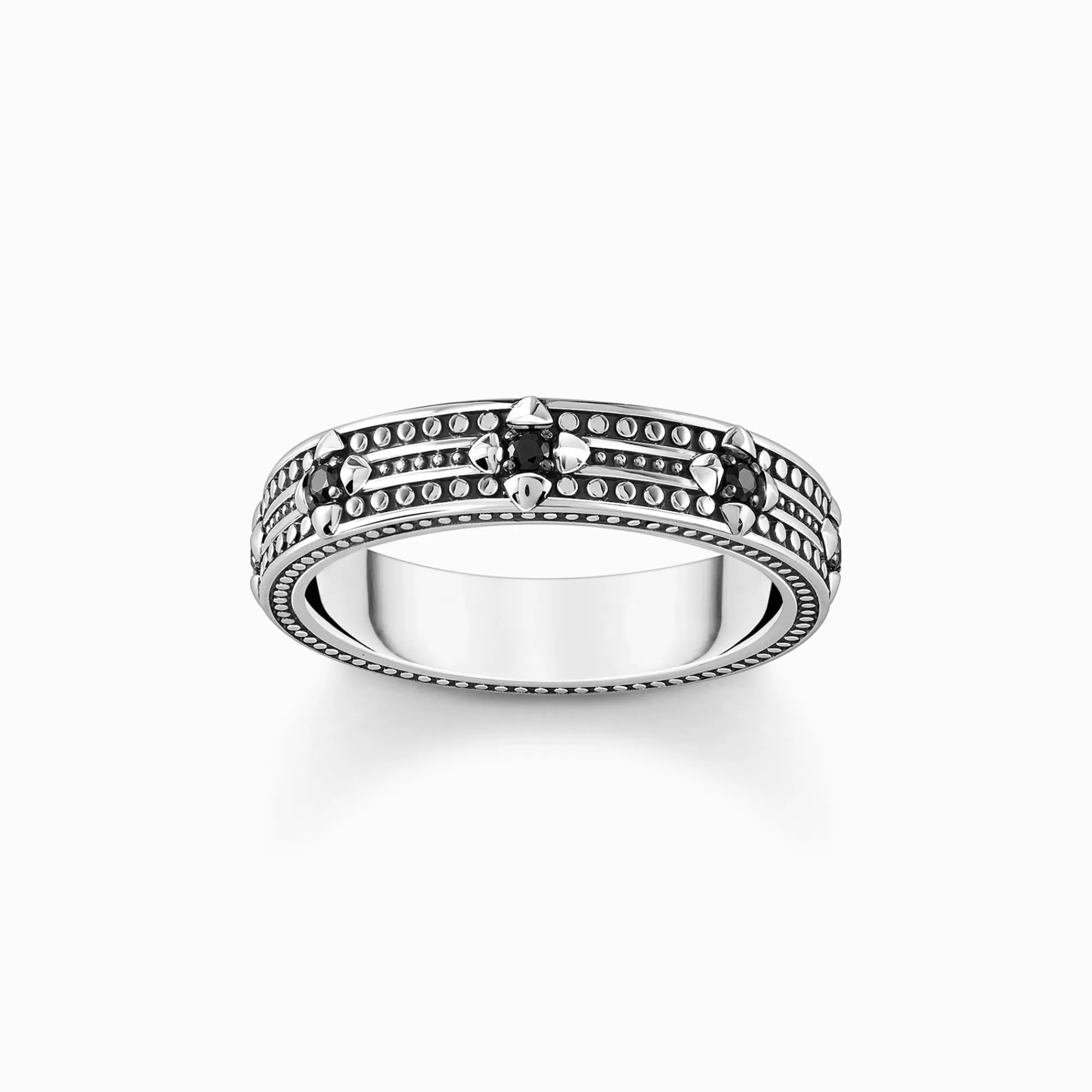 THOMAS SABO Silver blackened band ring with black zirconia-Women Rings | 925 Silver