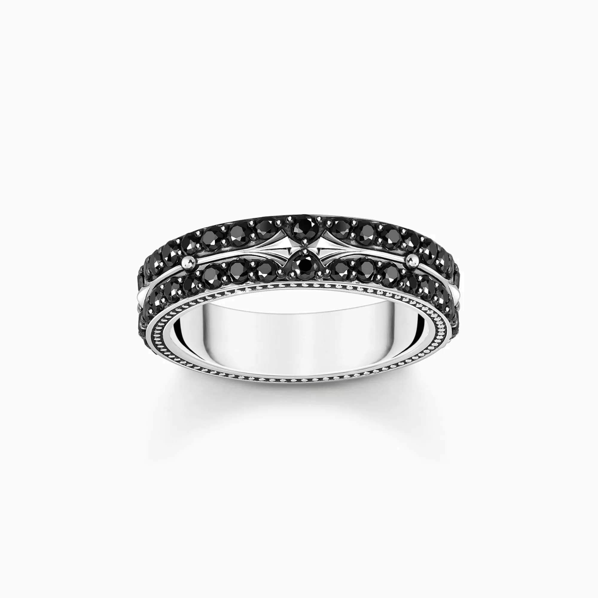 THOMAS SABO Silver blackened band ring with black zirconia-Women Rings | 925 Silver