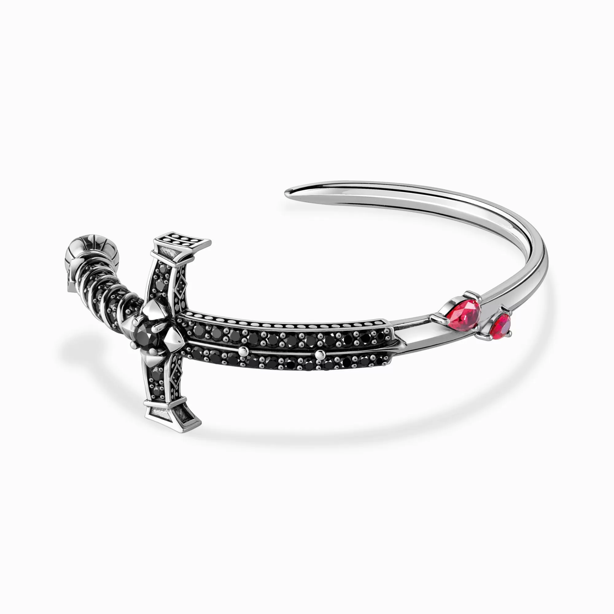 THOMAS SABO Silver blackened bangle with black and red stones-Women Bangles | 925 Silver