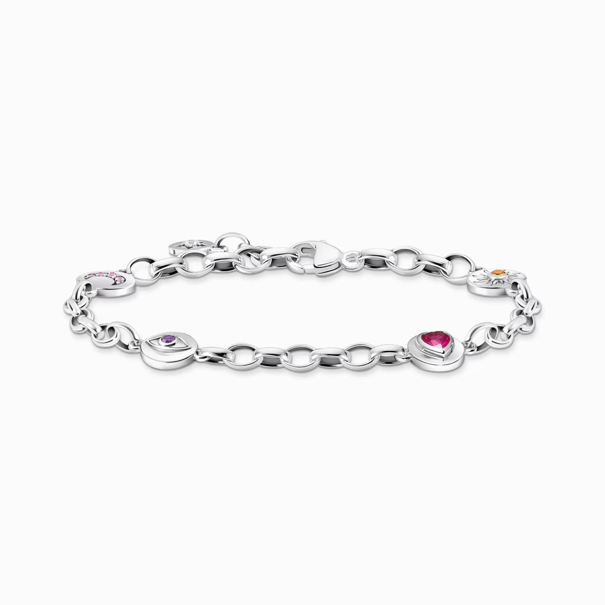 THOMAS SABO Silver blackened bracelet with round elements and various stones-Women Bracelets