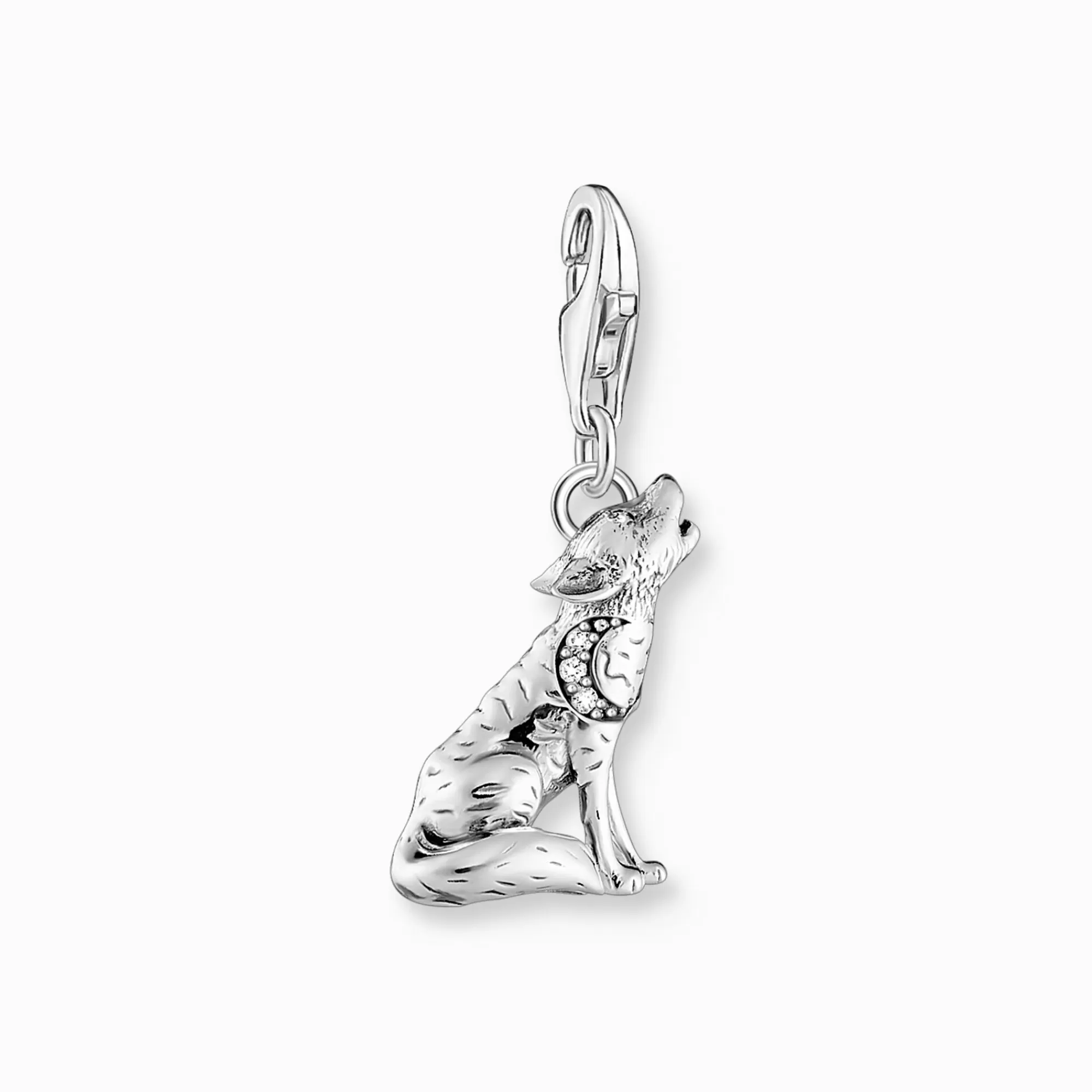 THOMAS SABO Silver blackened charm pendant three-dimensional wolf-Women Charms | Charms