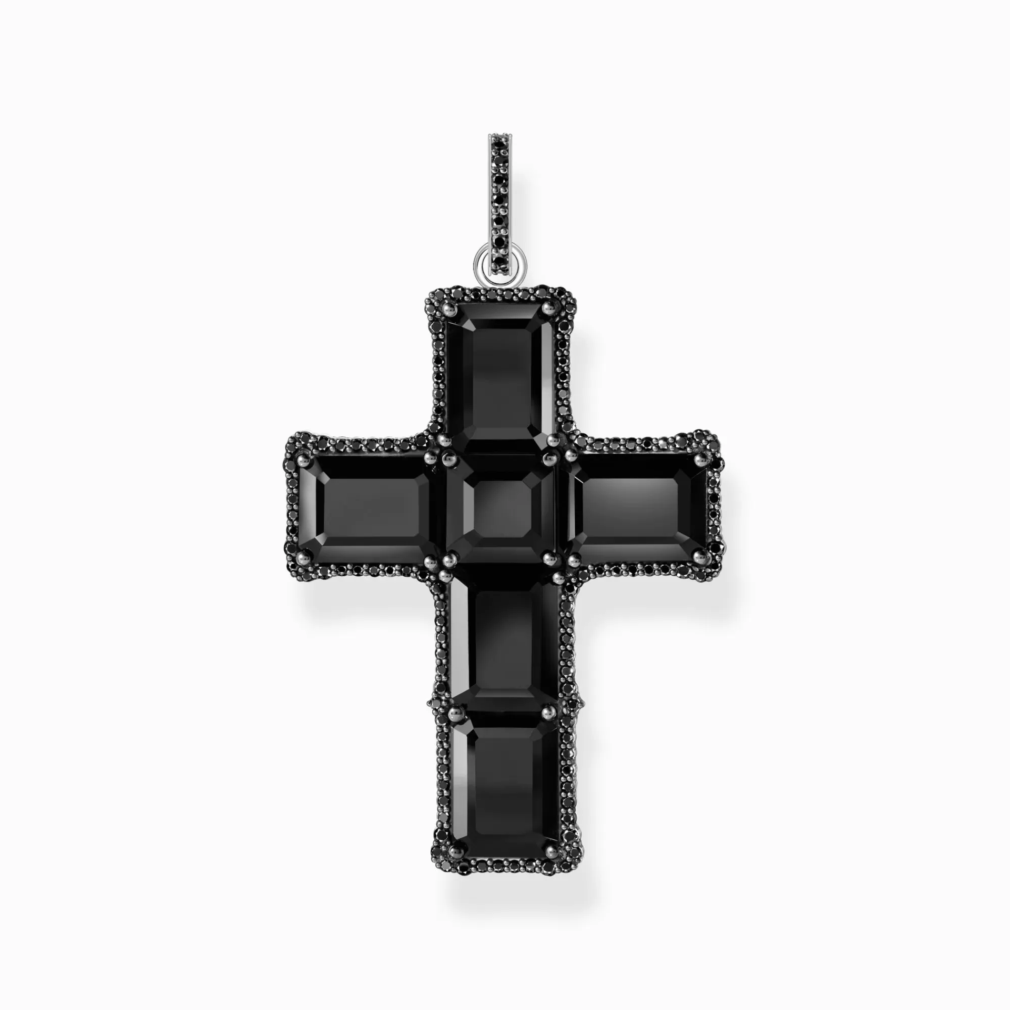 THOMAS SABO Silver blackened cross pendant with black zirconia-Women Pendants | 925 Silver