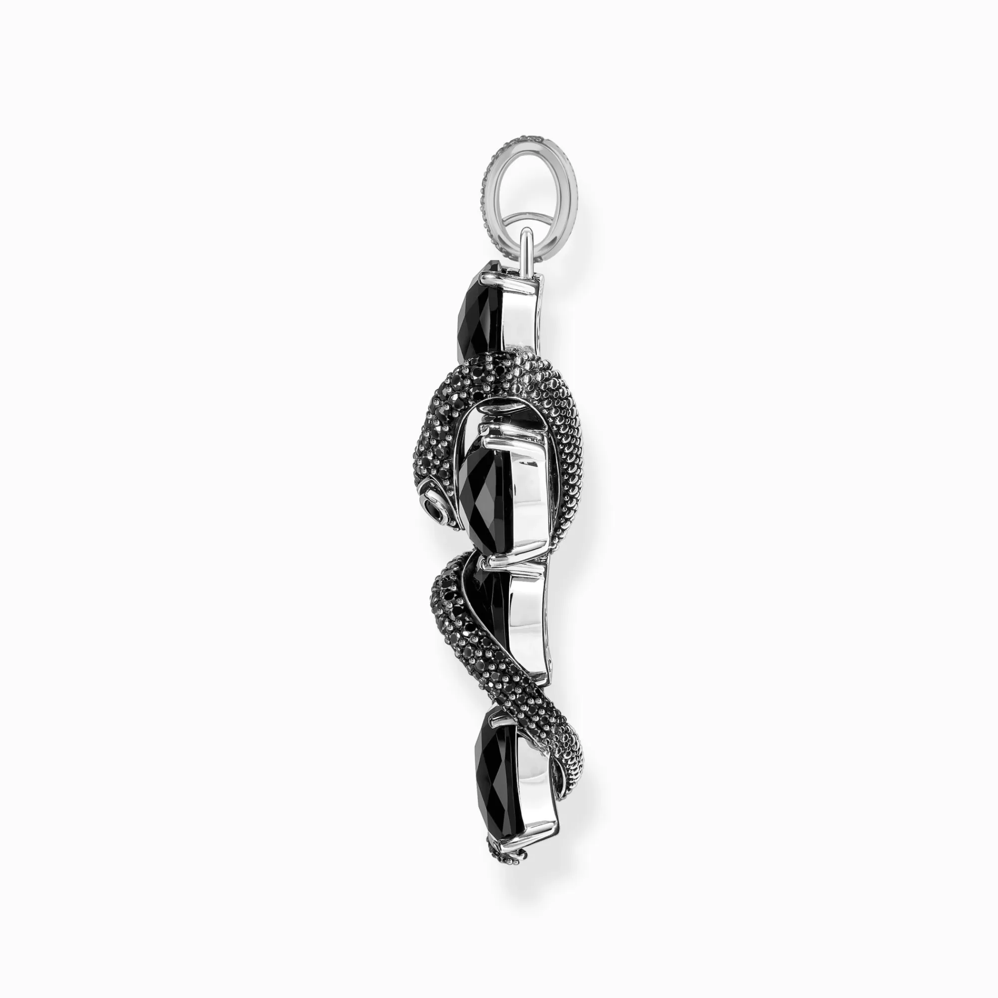 THOMAS SABO Silver blackened cross pendant with snake and black zirconia-Women Pendants | 925 Silver