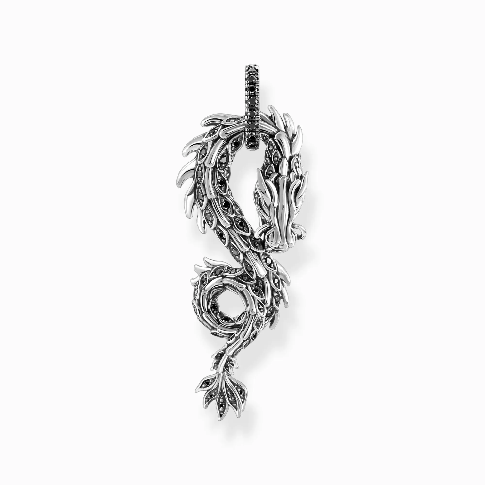 THOMAS SABO Silver blackened dragon pendant with black zirconia-Women Pendants | 925 Silver