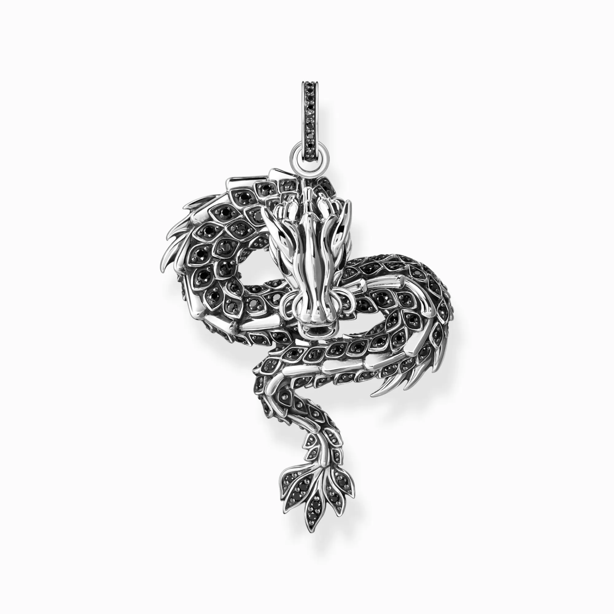 THOMAS SABO Silver blackened dragon pendant with black zirconia & cold enamel-Women Pendants | 925 Silver