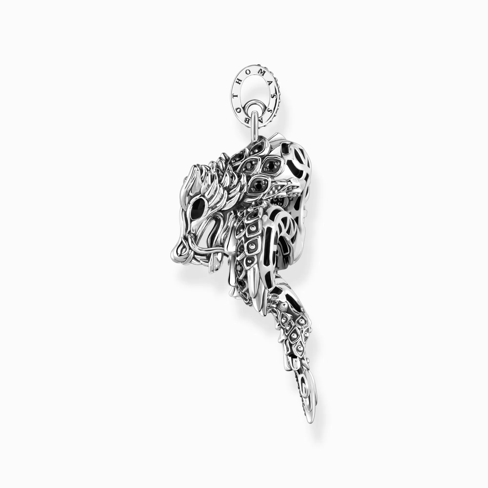 THOMAS SABO Silver blackened dragon pendant with black zirconia & cold enamel-Women Pendants | 925 Silver