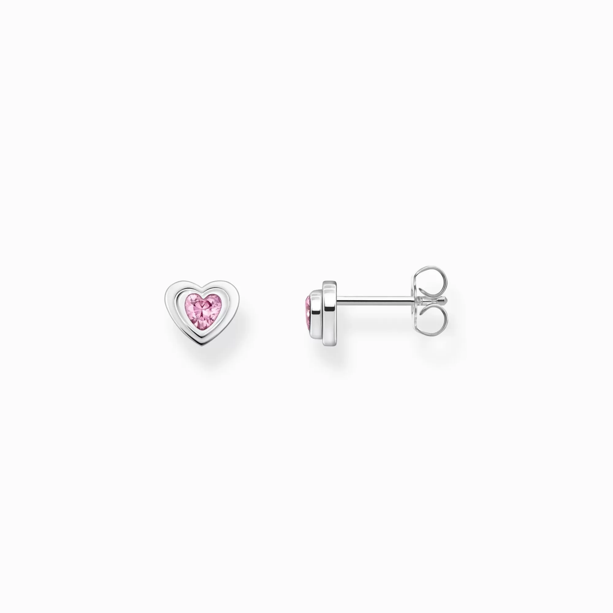 THOMAS SABO Silver blackened ear studs in heart-shape with pink zirconia-Women Ear Studs