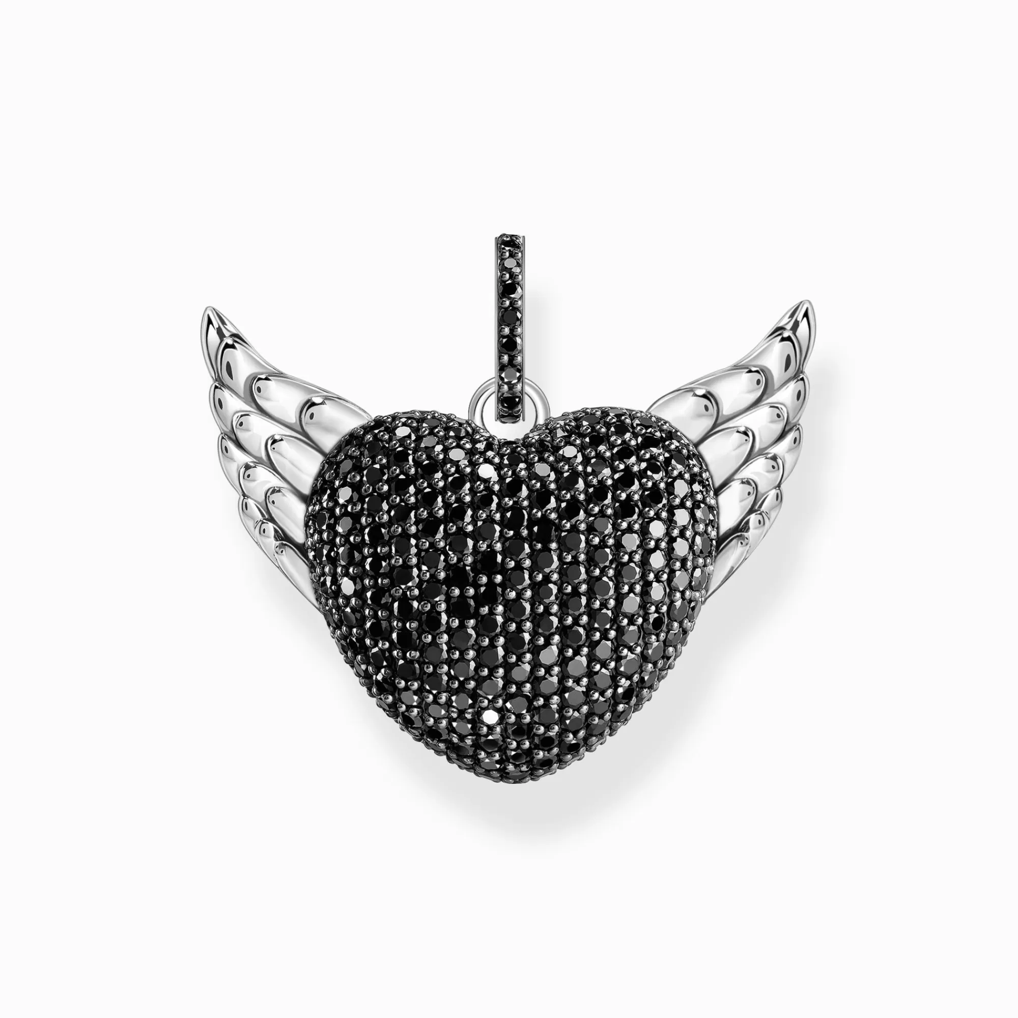 THOMAS SABO Silver blackened heart pendant with wings and black zirconia-Women Pendants | 925 Silver