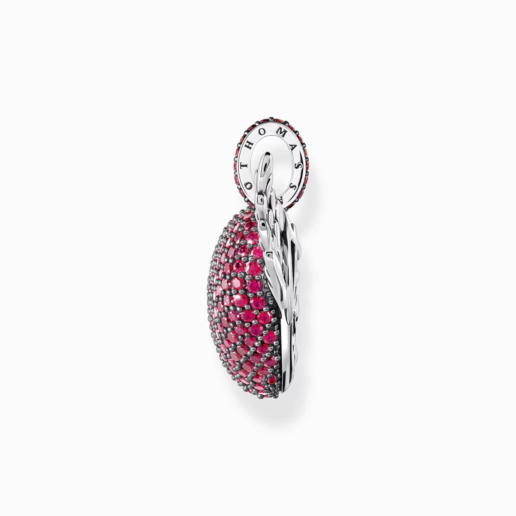 THOMAS SABO Silver blackened heart pendant with wings and ruby red zirconia-Women Pendants | 925 Silver