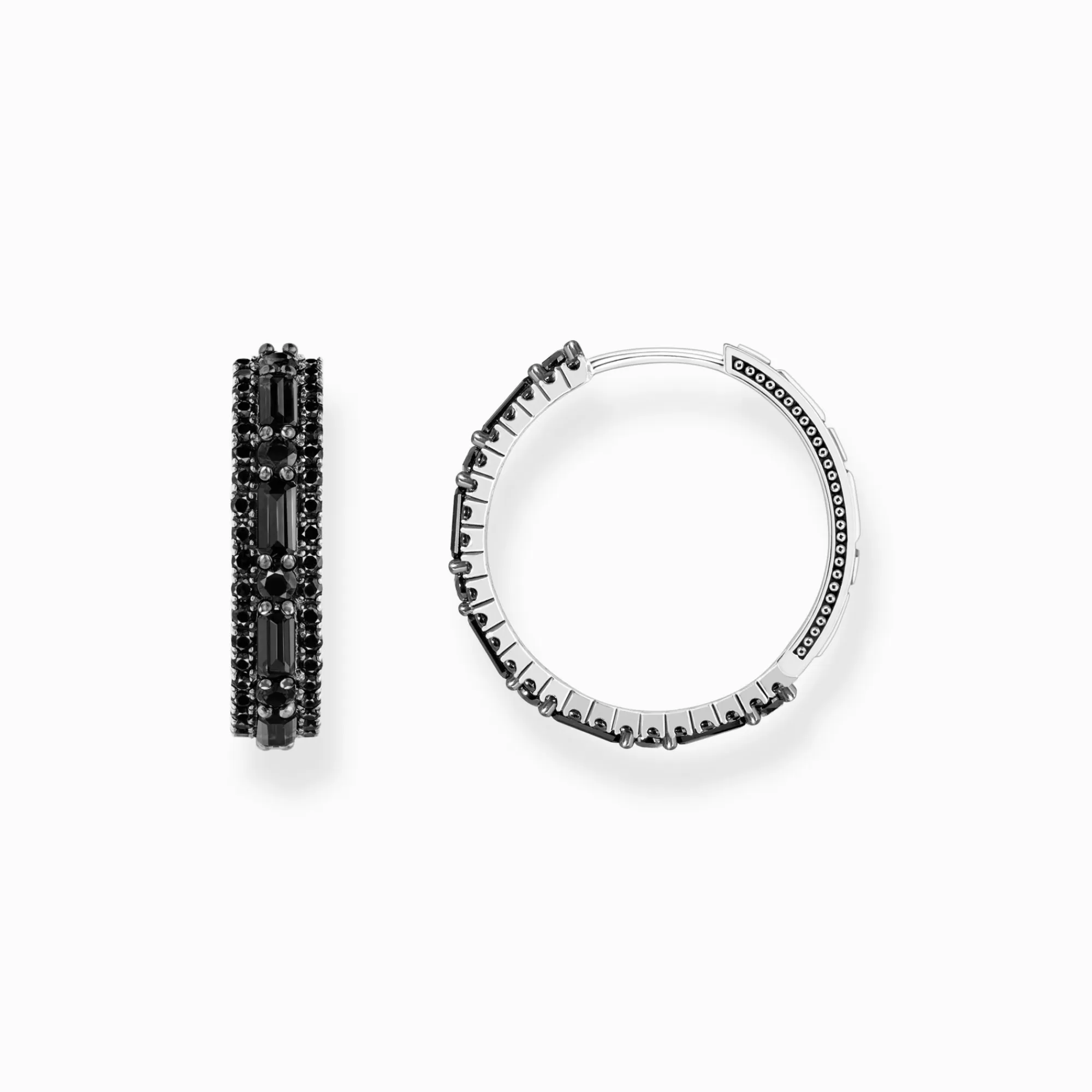 THOMAS SABO Silver blackened hoop earrings with black zirconia-Women Hoop Earrings | 925 Silver