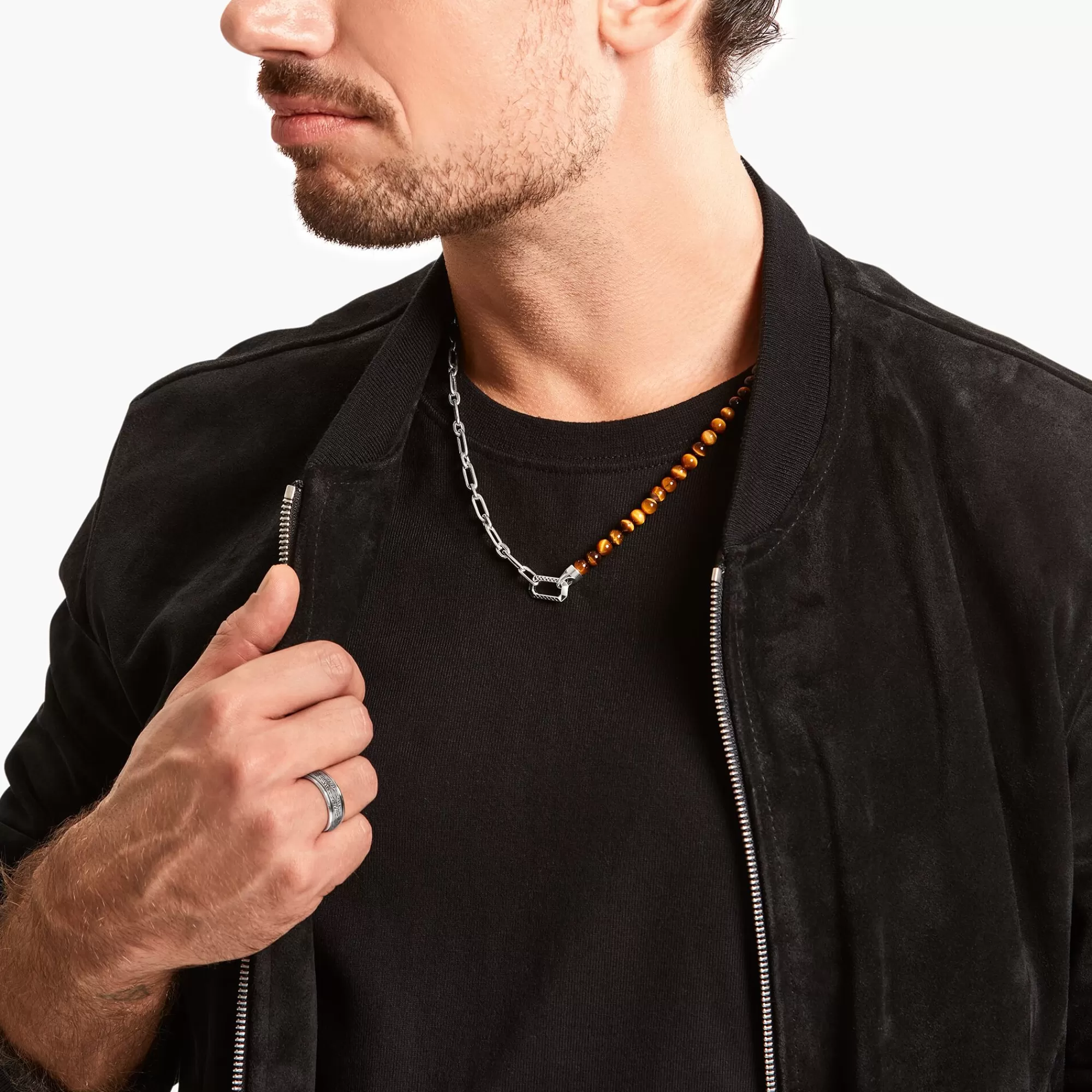 THOMAS SABO Silver blackened necklace with brown beads-Women Necklaces | Necklaces & Chains