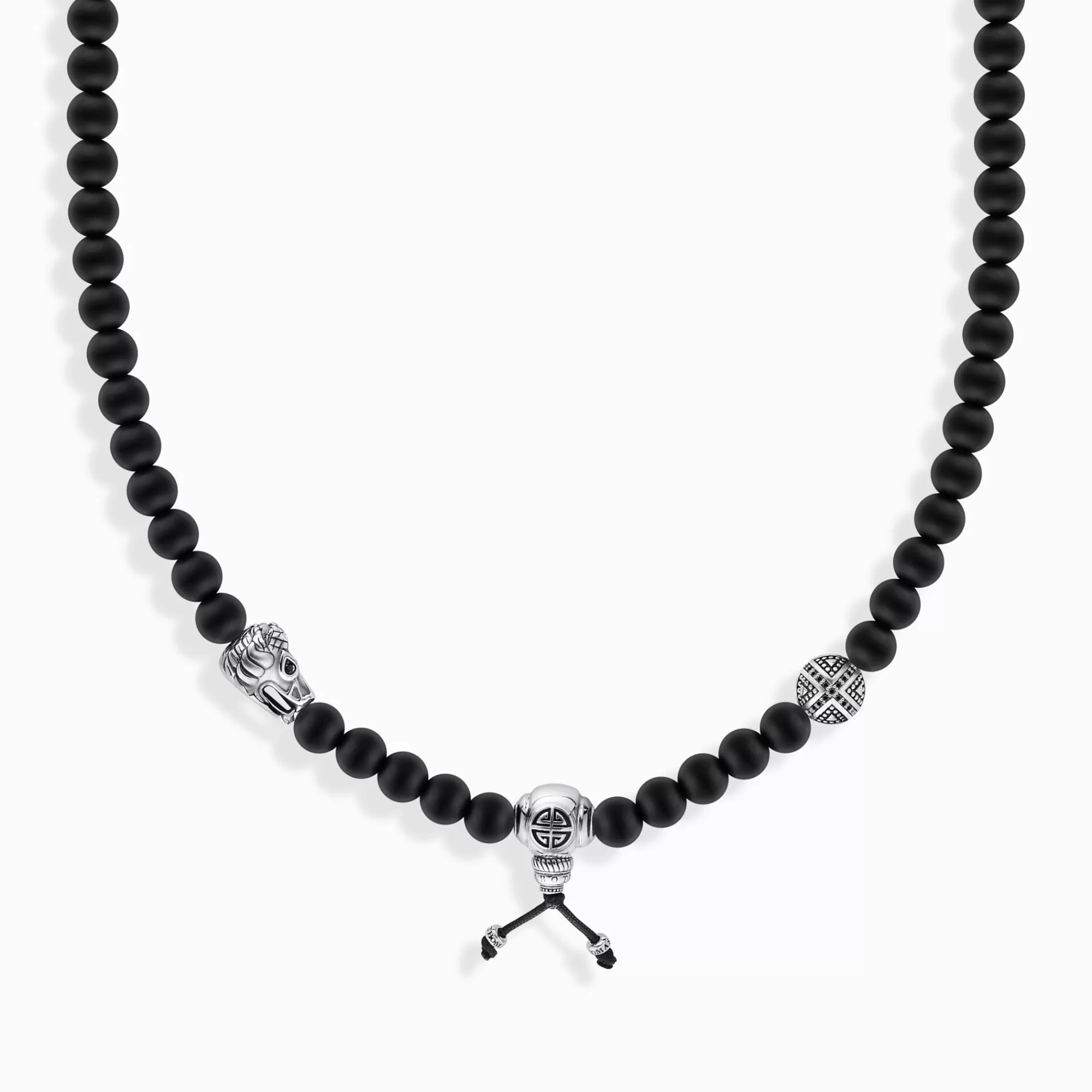 THOMAS SABO Silver blackened necklace with matte black obsidian beads-Women Necklaces | 925 Silver