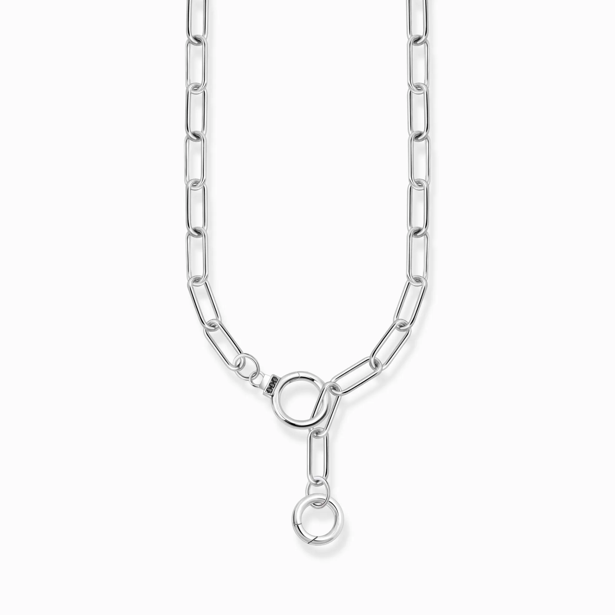 THOMAS SABO Silver blackened necklace with stone-studded ring clasp-Women Necklaces | Necklaces & Chains