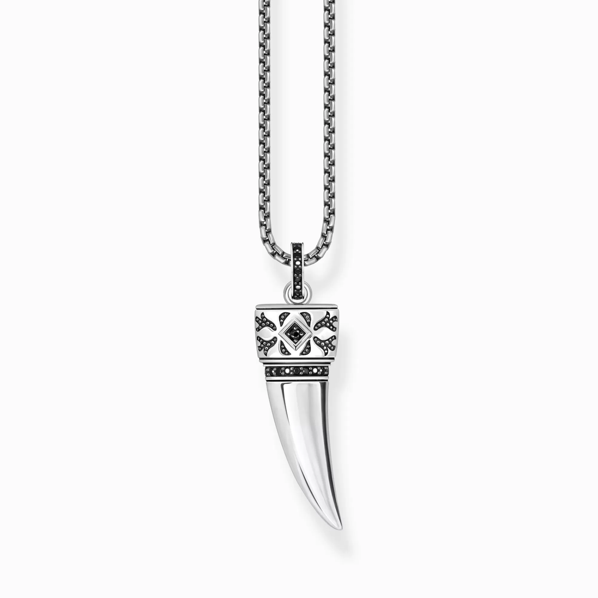 THOMAS SABO Silver blackened necklace with wolf's tooth pendant and stones-Women Necklaces | Necklaces & Chains