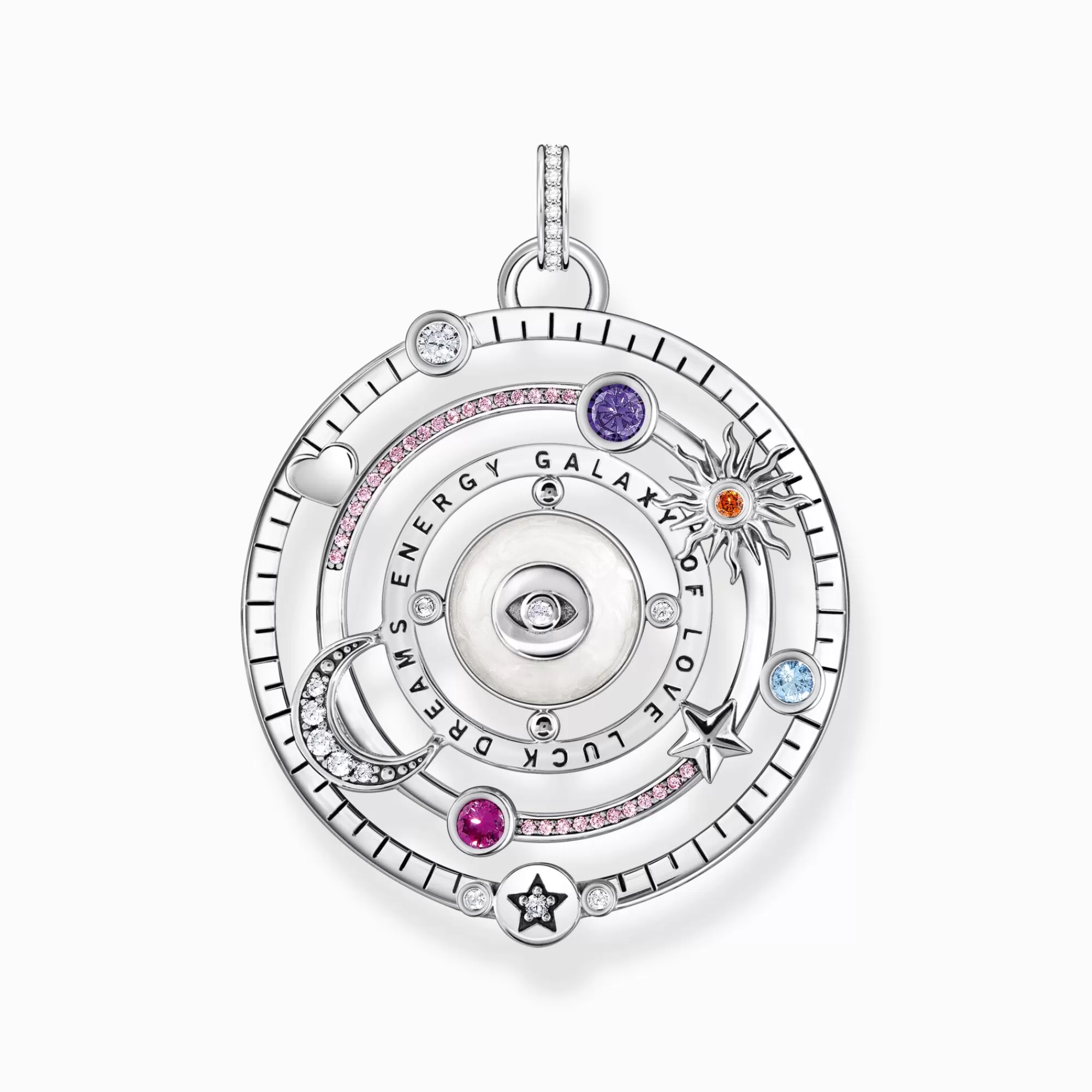 THOMAS SABO Silver blackened pendant with half-ball and colourful stones-Women Pendants | 925 Silver