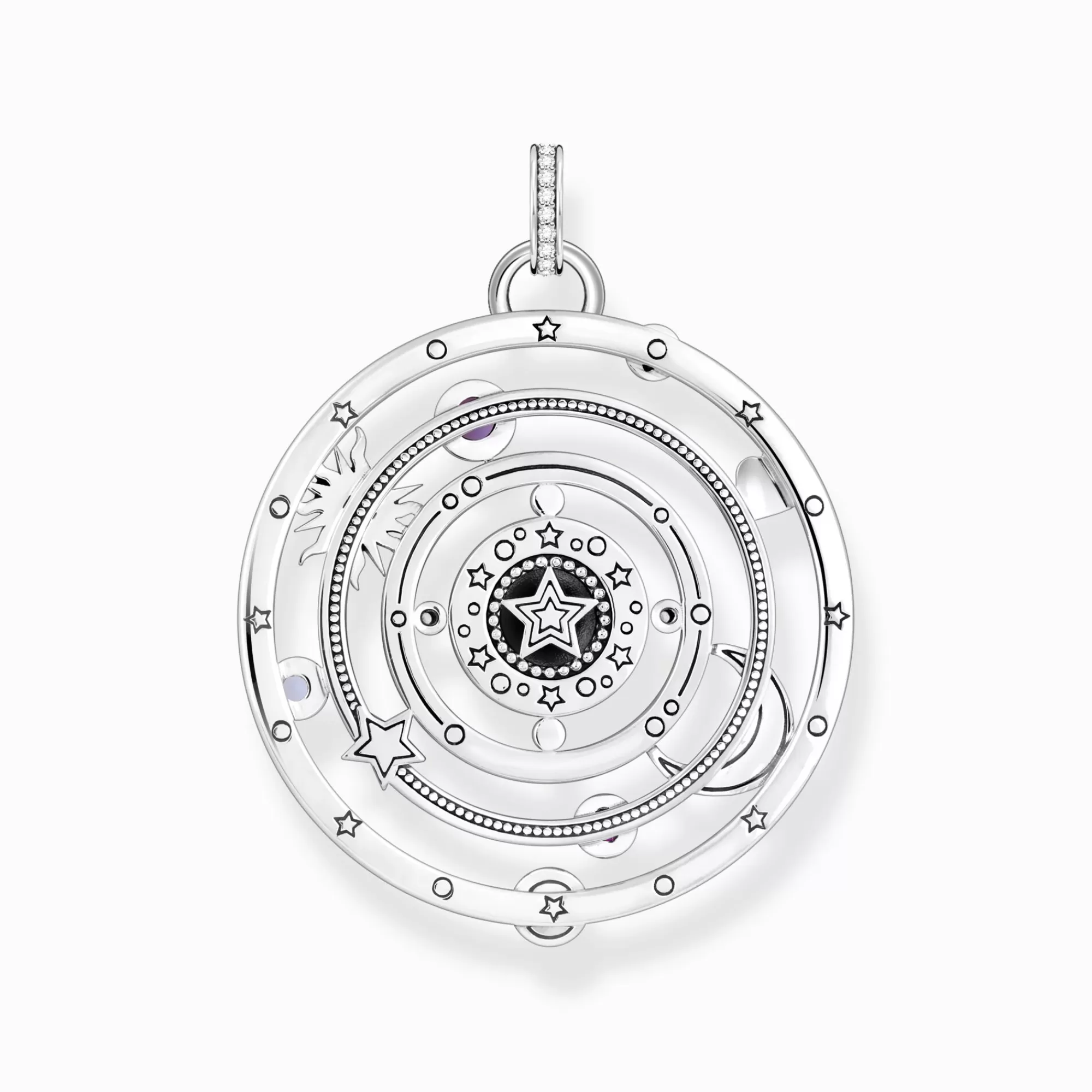 THOMAS SABO Silver blackened pendant with half-ball and colourful stones-Women Pendants | 925 Silver