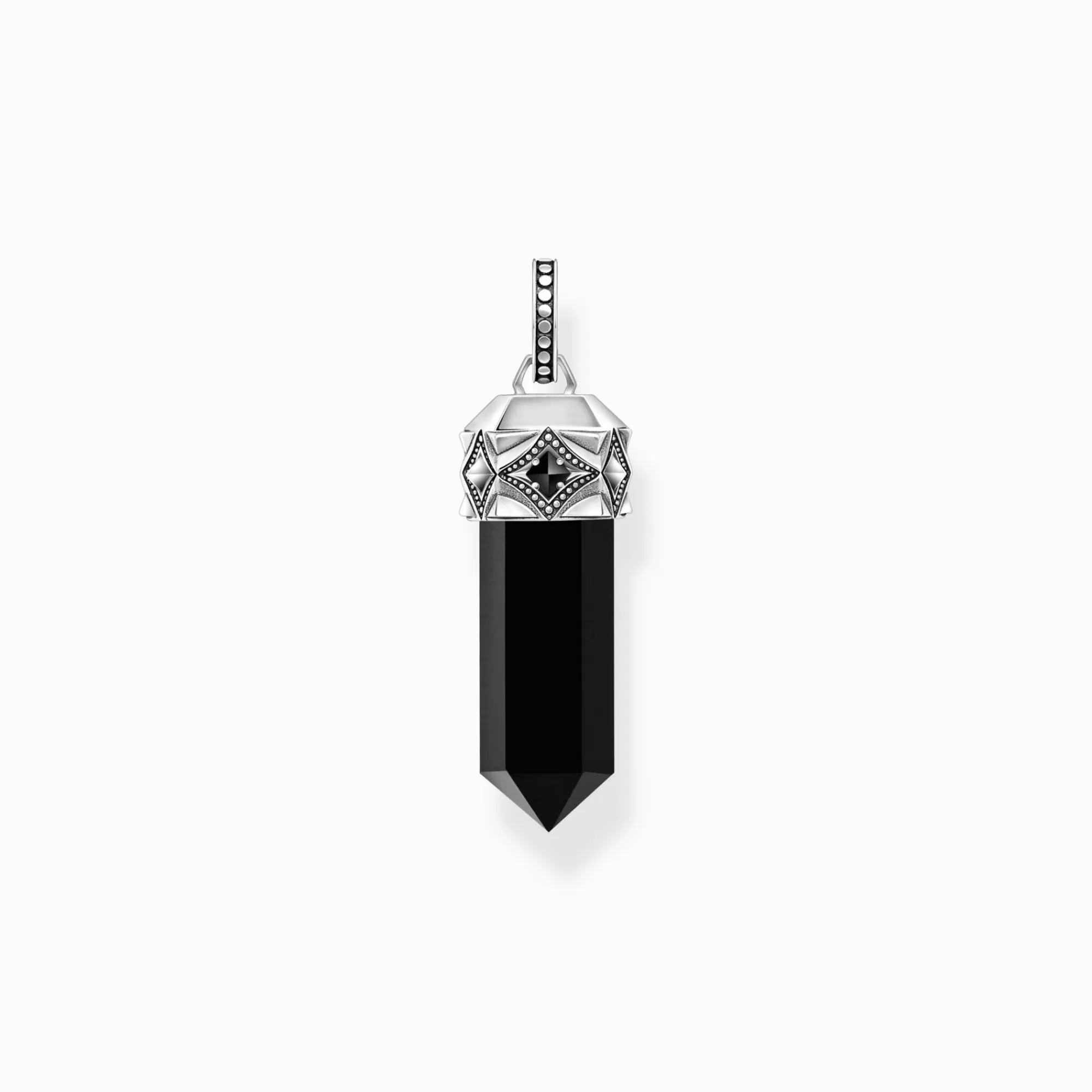 THOMAS SABO Silver blackened pendant with hexagon-cut black onyx-Women Pendants | Pendants