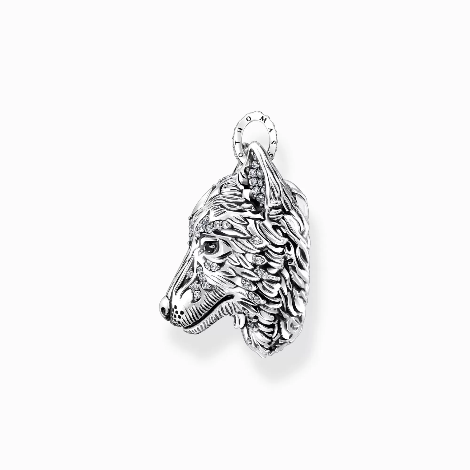 THOMAS SABO Silver blackened pendant wolf's face with stones-Women Pendants | Pendants