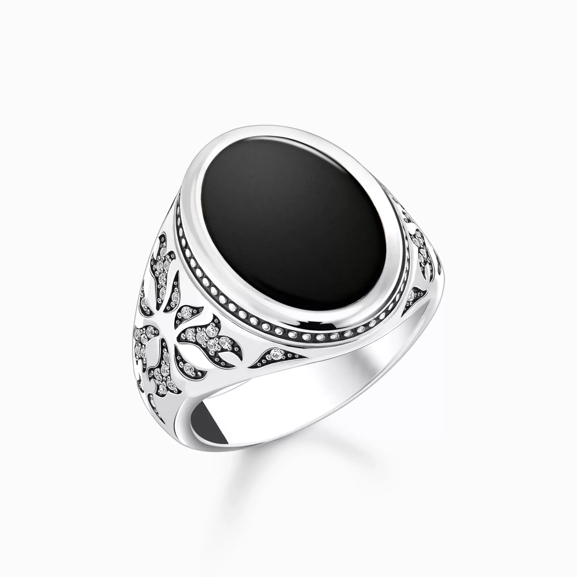 THOMAS SABO Silver blackened signet ring with black onyx-Women Rings | Rings