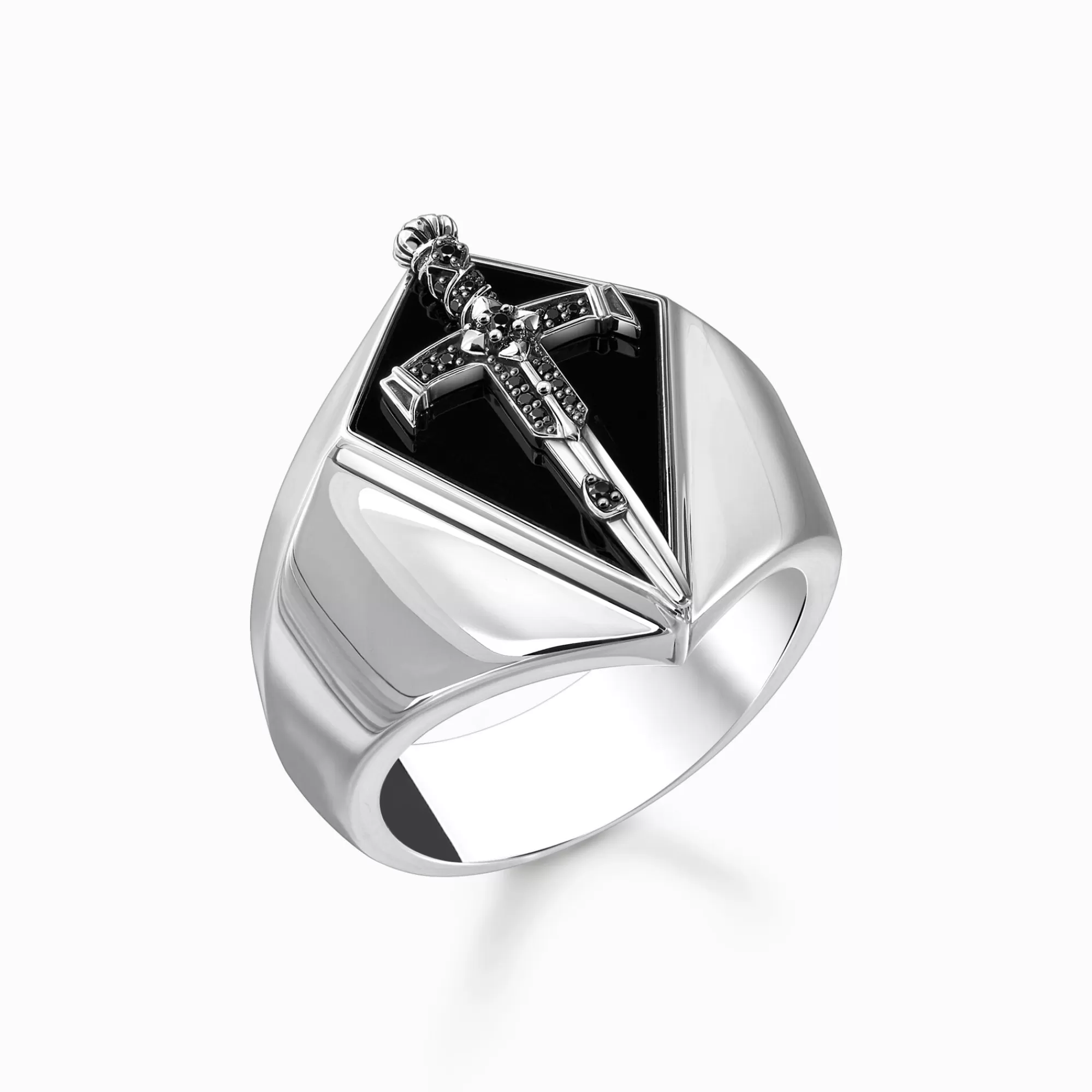 THOMAS SABO Silver blackened signet ring with black zirconia-Women Rings | 925 Silver