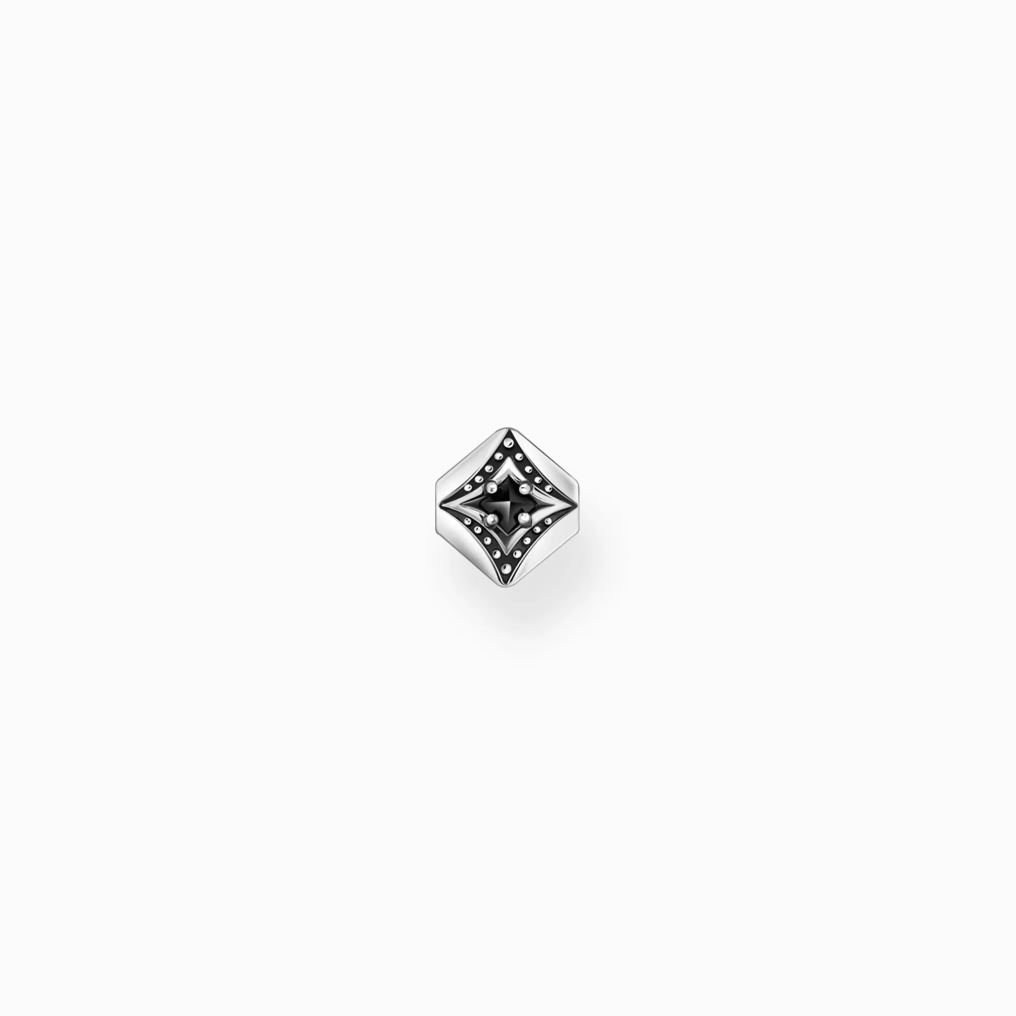 THOMAS SABO Silver blackened single ear stud with black zirconia and pattern-Women Ear Studs | Ear Studs & Hoops