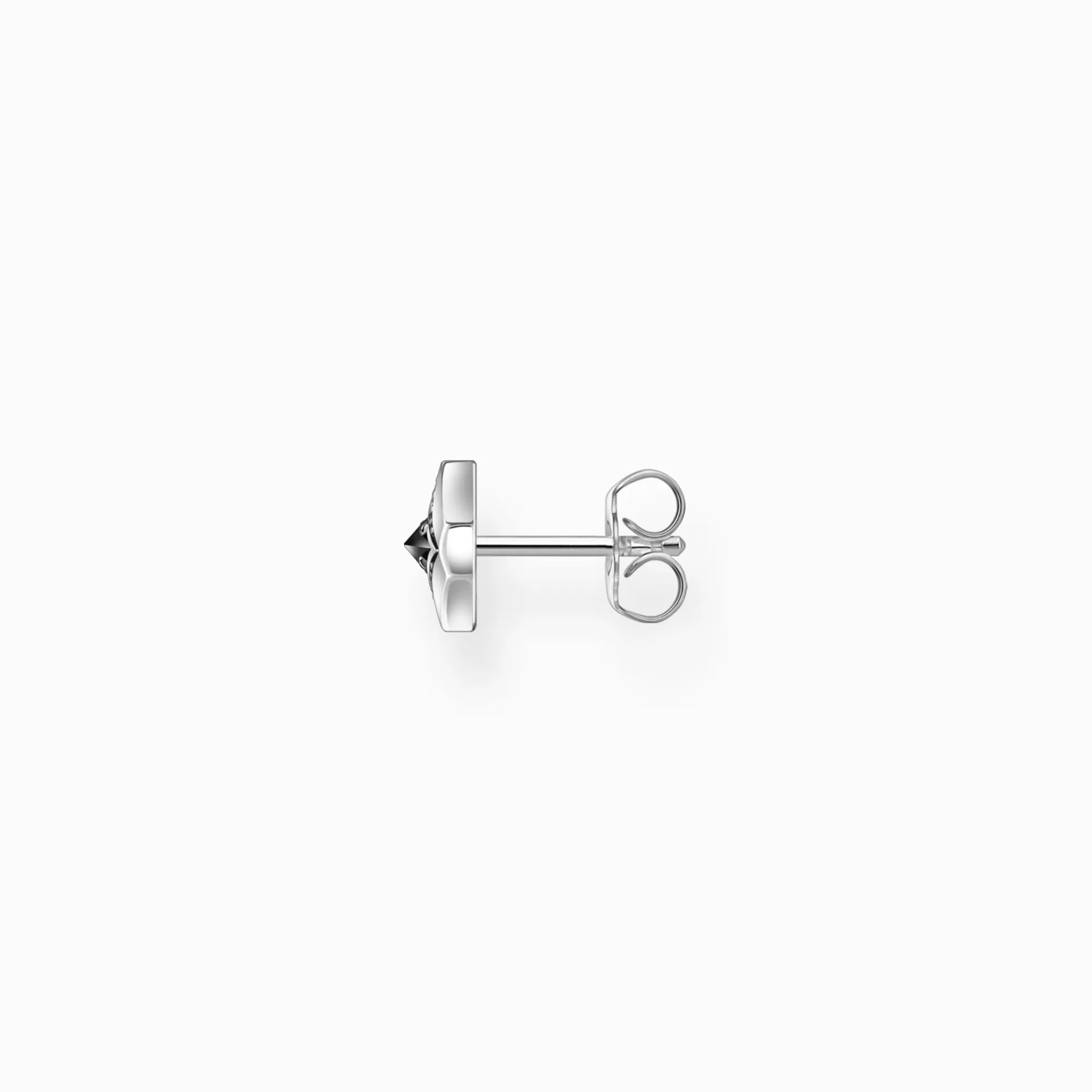 THOMAS SABO Silver blackened single ear stud with black zirconia and pattern-Women Ear Studs | Ear Studs & Hoops
