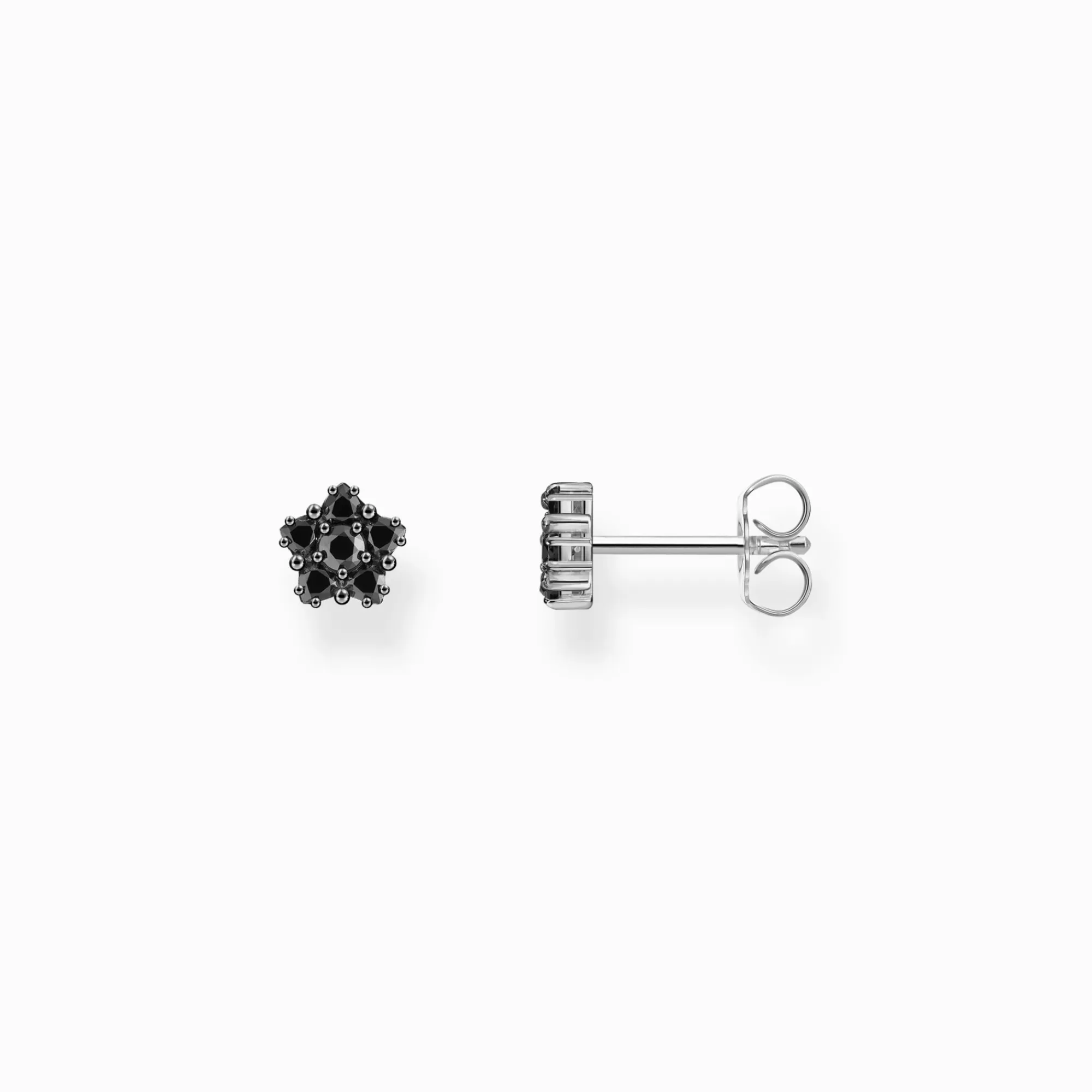 THOMAS SABO Silver blackened small ear studs with black zirconia-Women Ear Studs