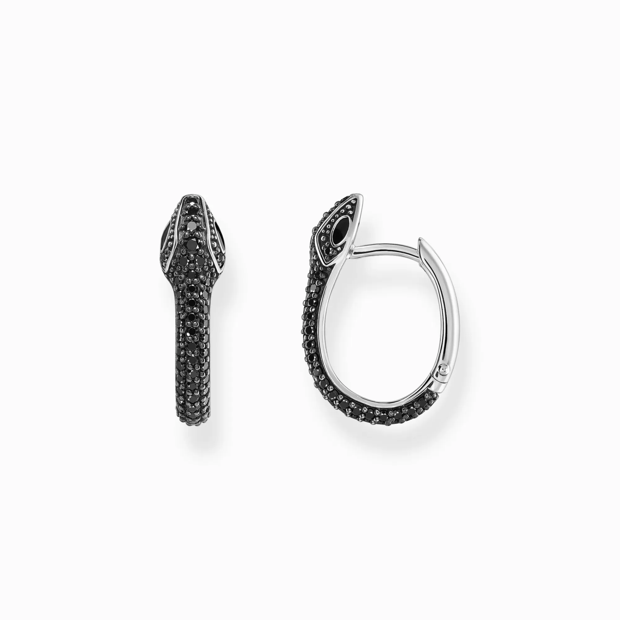 THOMAS SABO Silver blackened snake hoop earrings with black zirconia-Women Hoop Earrings | 925 Silver