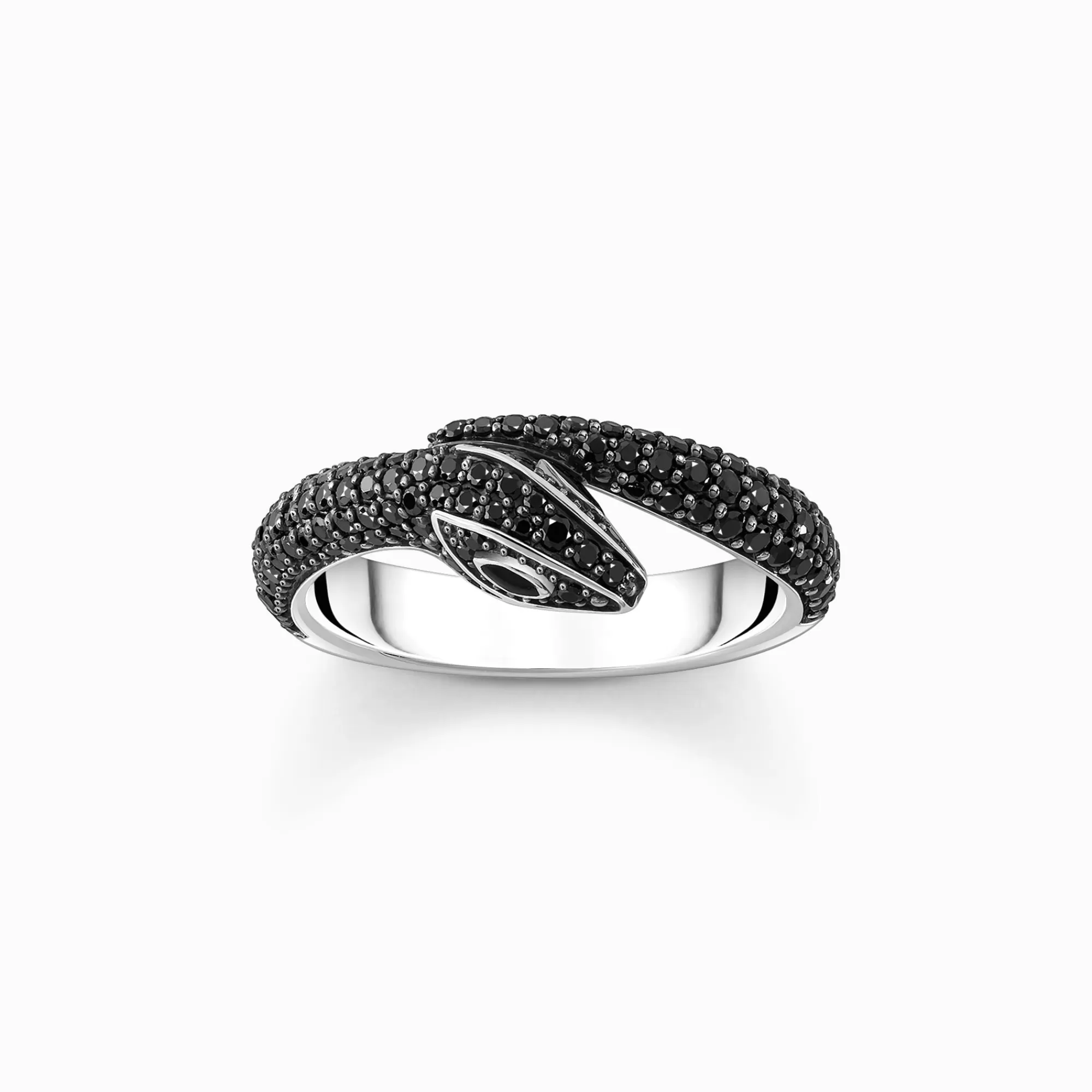 THOMAS SABO Silver blackened snake ring with black zirconia-Women Rings | 925 Silver