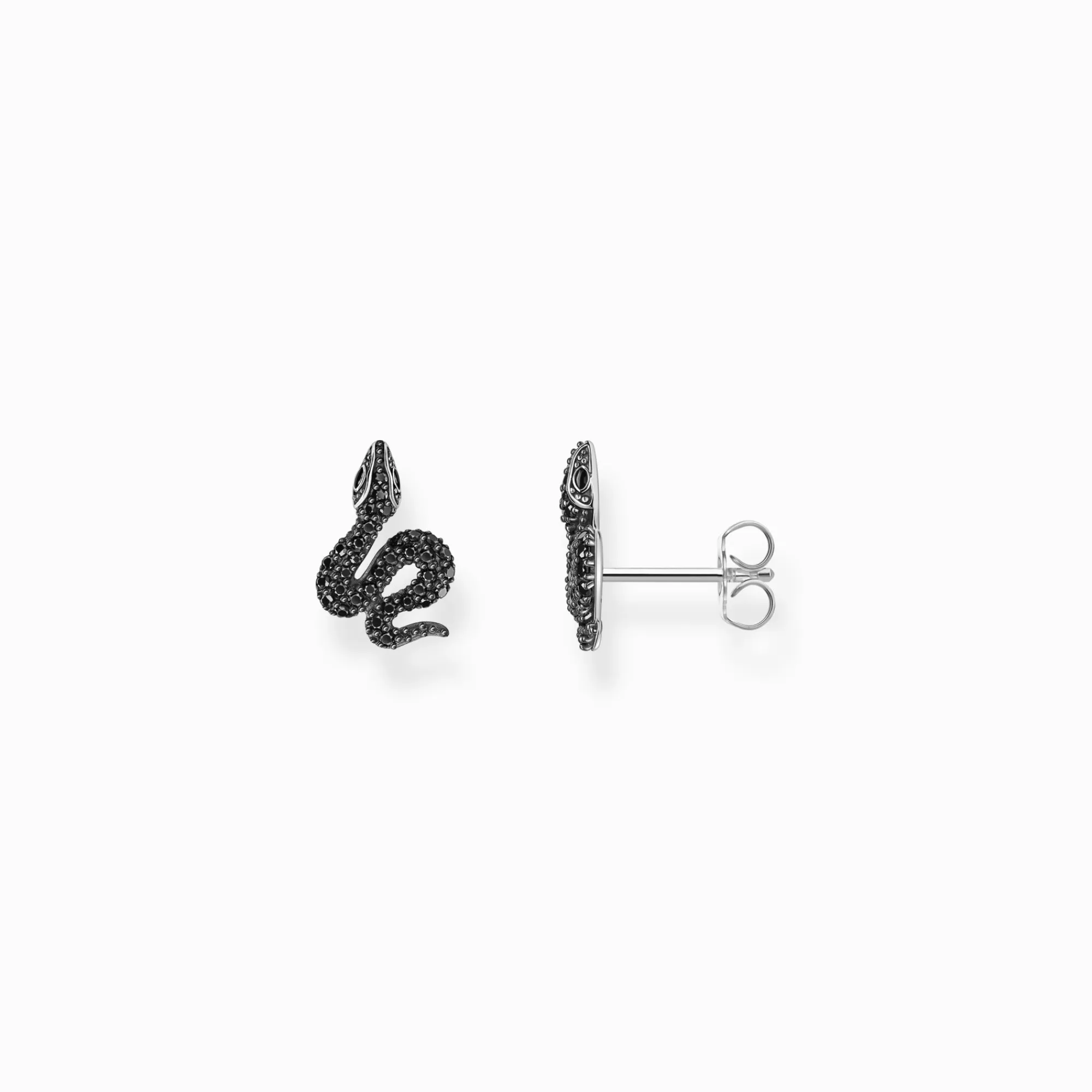 THOMAS SABO Silver blackened snake small ear studs with black zirconia-Women Ear Studs | 925 Silver