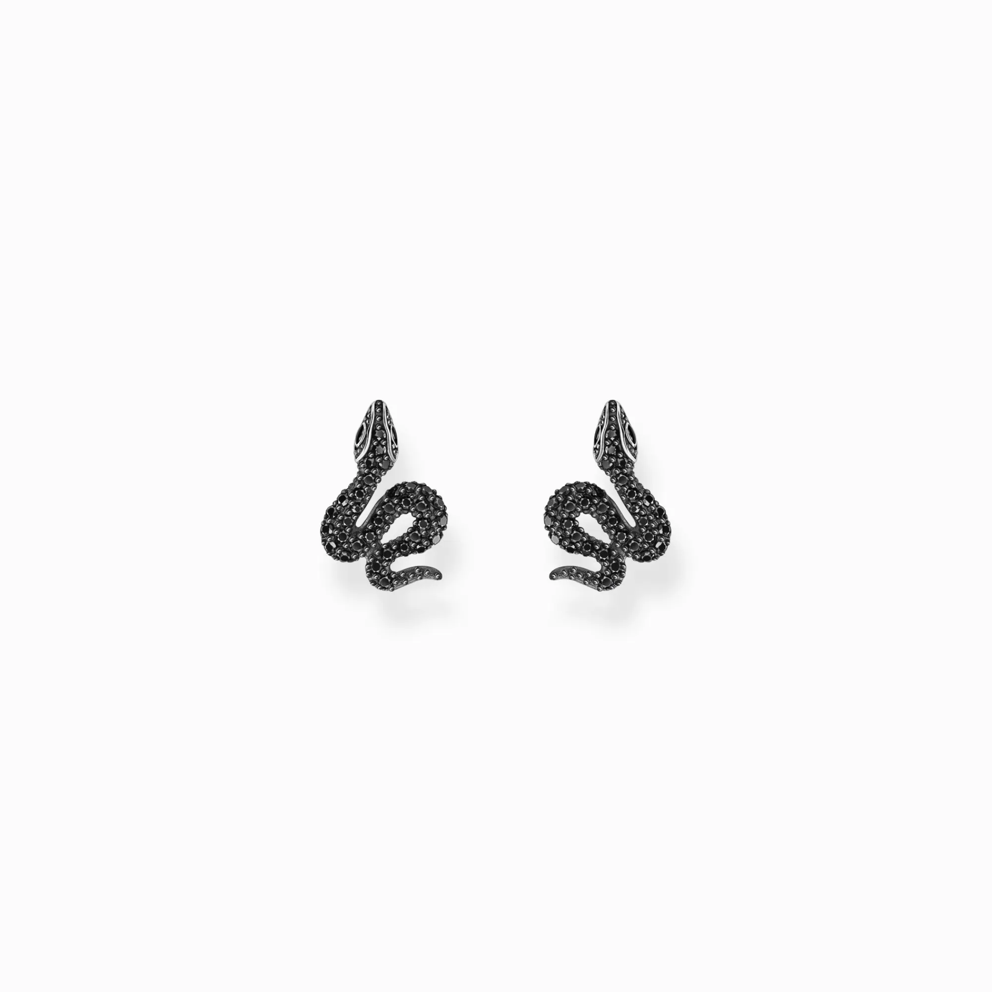 THOMAS SABO Silver blackened snake small ear studs with black zirconia-Women Ear Studs | 925 Silver