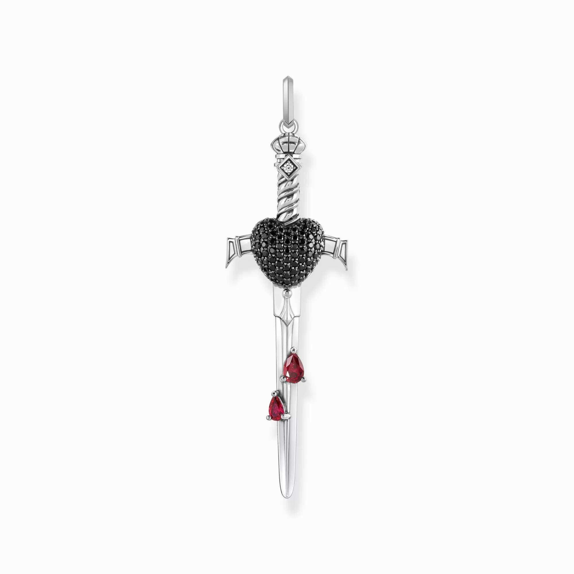 THOMAS SABO Silver blackened sword pendant with black and red stones-Women Pendants | 925 Silver