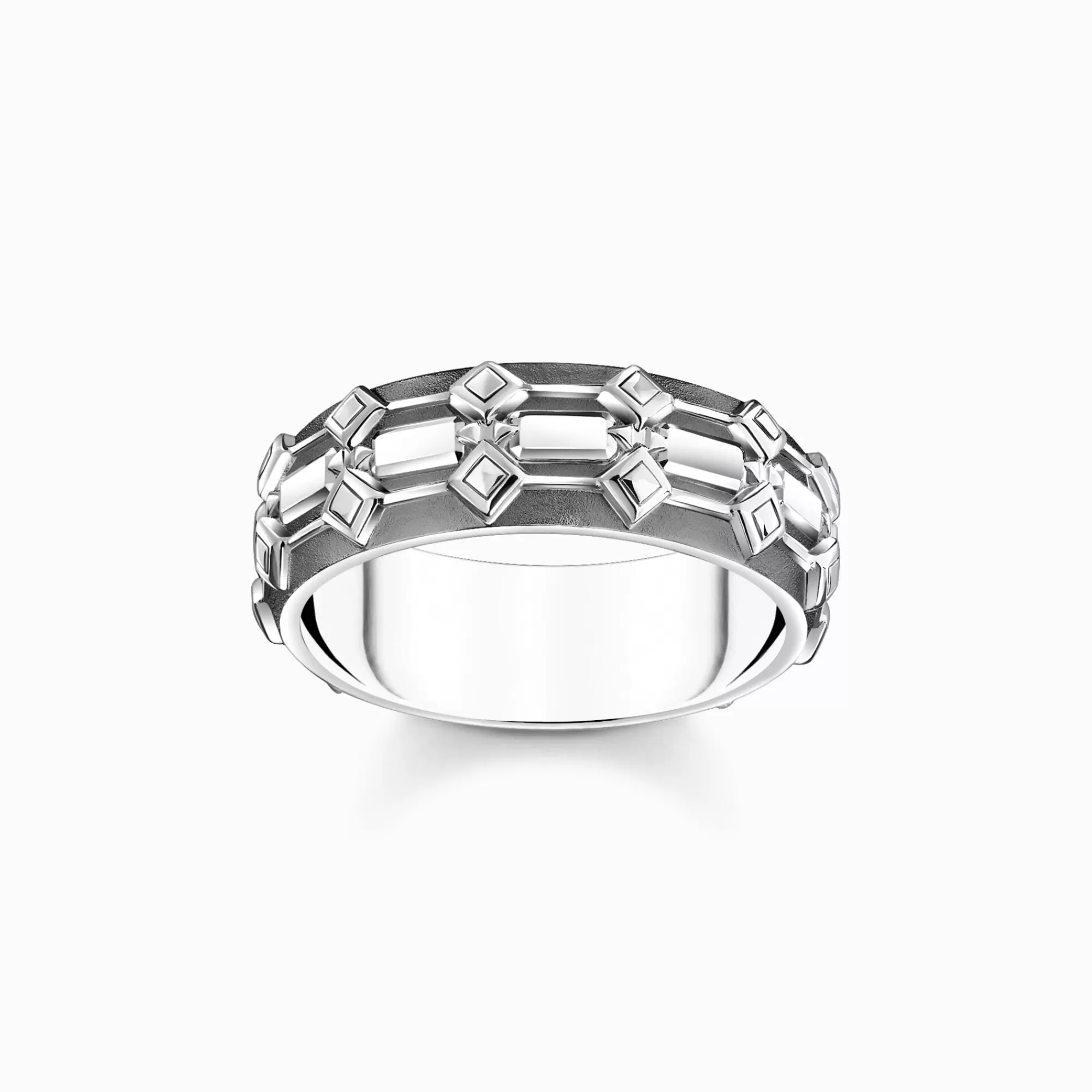 THOMAS SABO Silver blackenend wide band ring with crocodile detailing-Women Rings | Rings