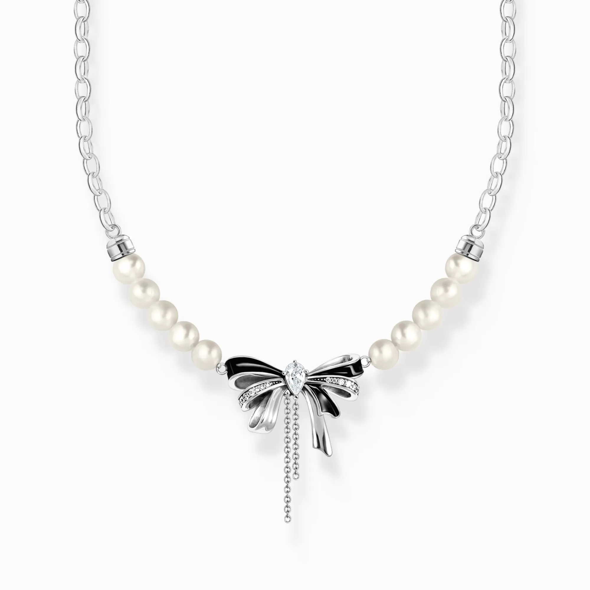 THOMAS SABO Silver bow necklace with freshwater pearls Lovely Romance-Women Necklaces | 925 Silver