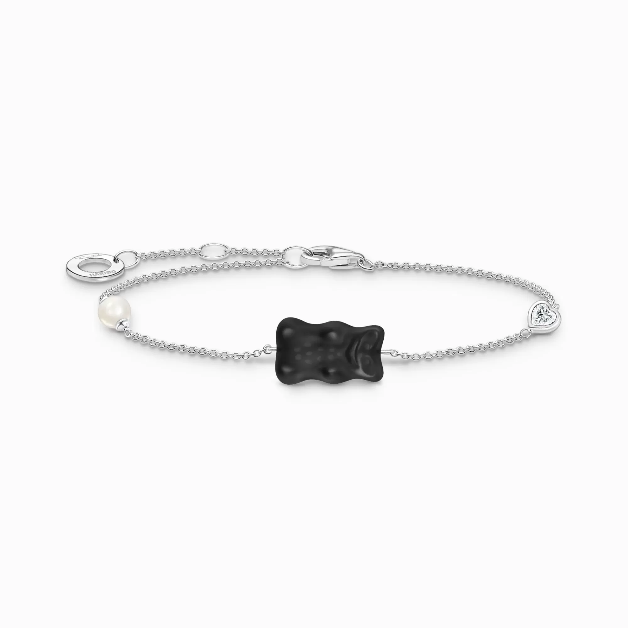 THOMAS SABO Silver bracelet with black Goldbears, freshwater pearl & zirconia-Women Bracelets | Black