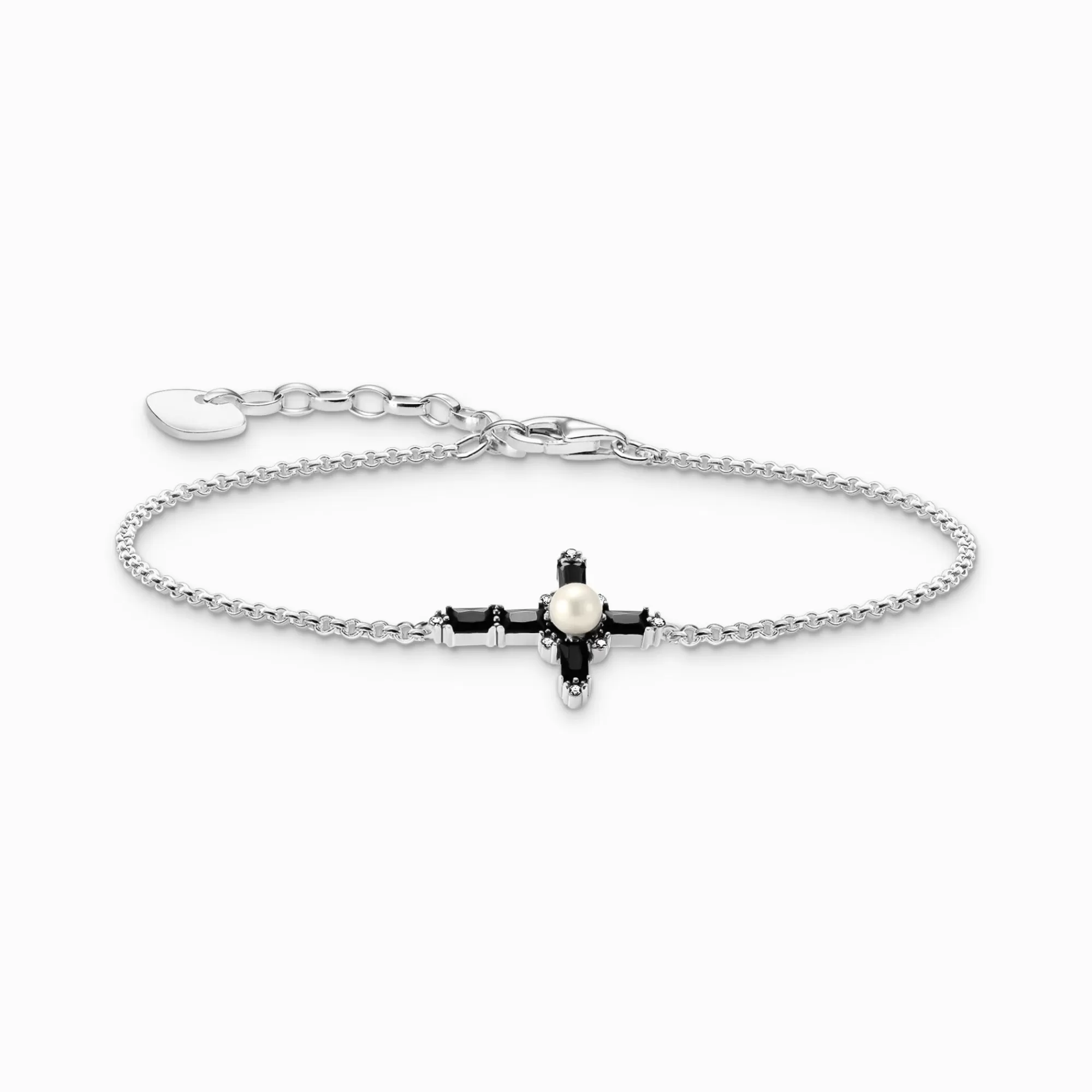 THOMAS SABO Silver bracelet with black zirconia and cross Cross Romance-Women Bracelets | 925 Silver