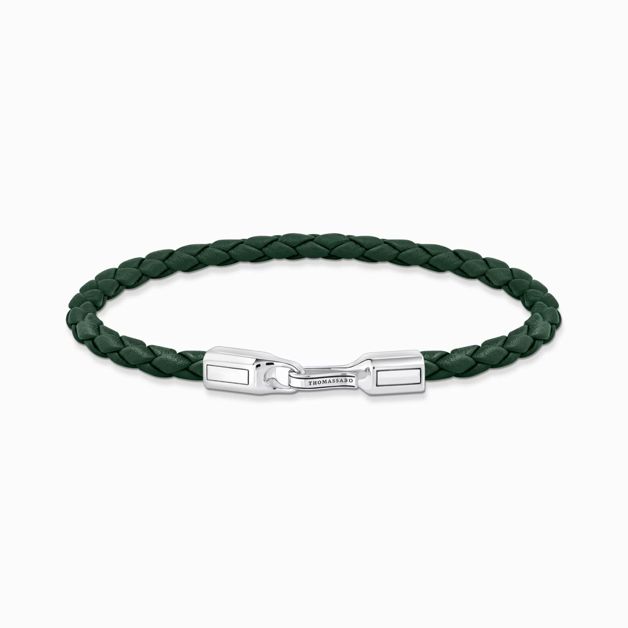 THOMAS SABO Silver bracelet with braided, green leather-Women Bracelets | Bracelets