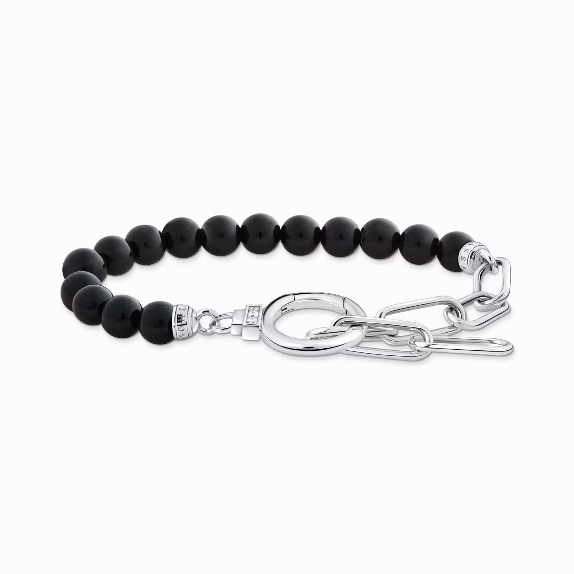 THOMAS SABO Silver bracelet with onyx beads and white zirconia-Women Bracelets | 925 Silver