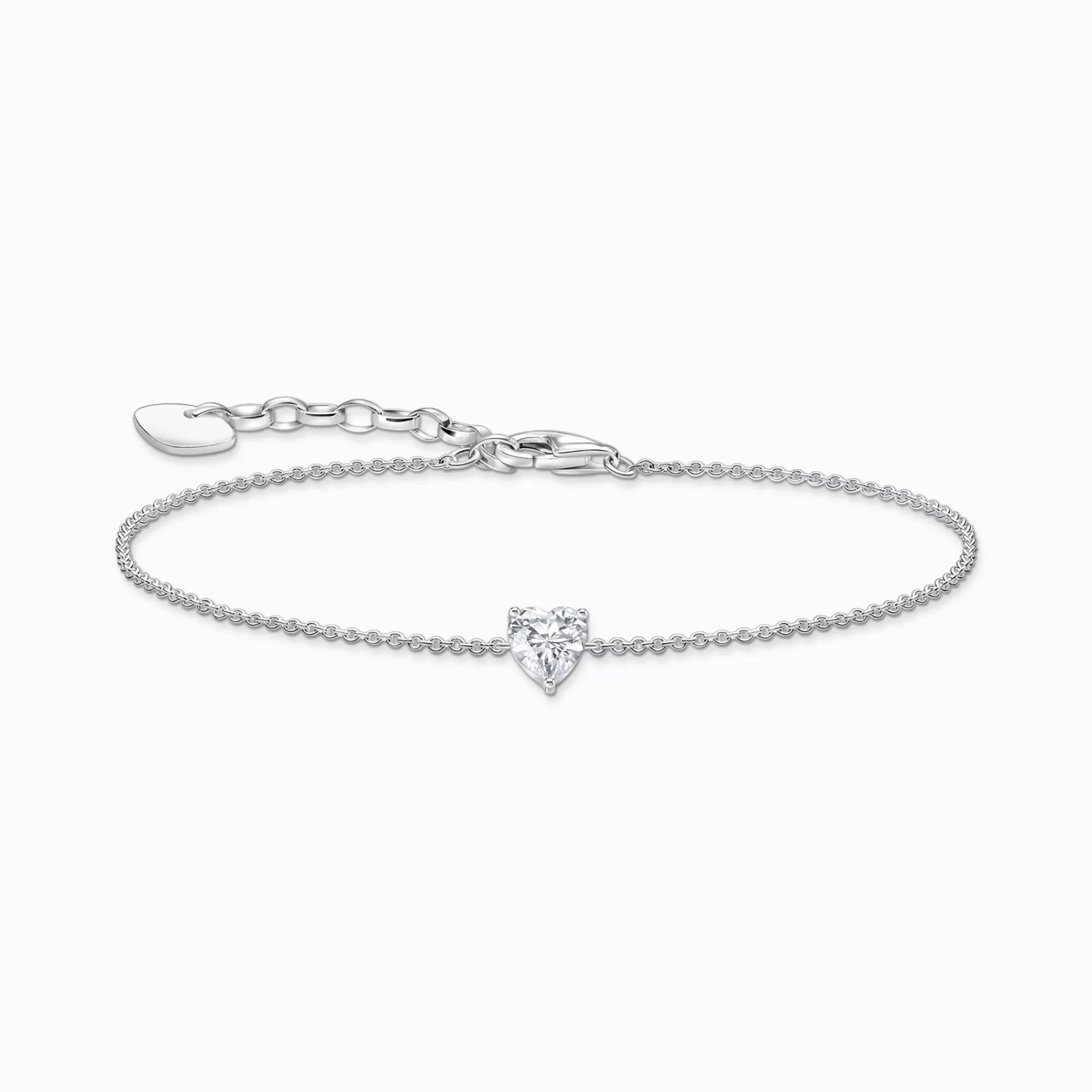 THOMAS SABO Silver bracelet with white heart-shaped pendant-Women Bracelets