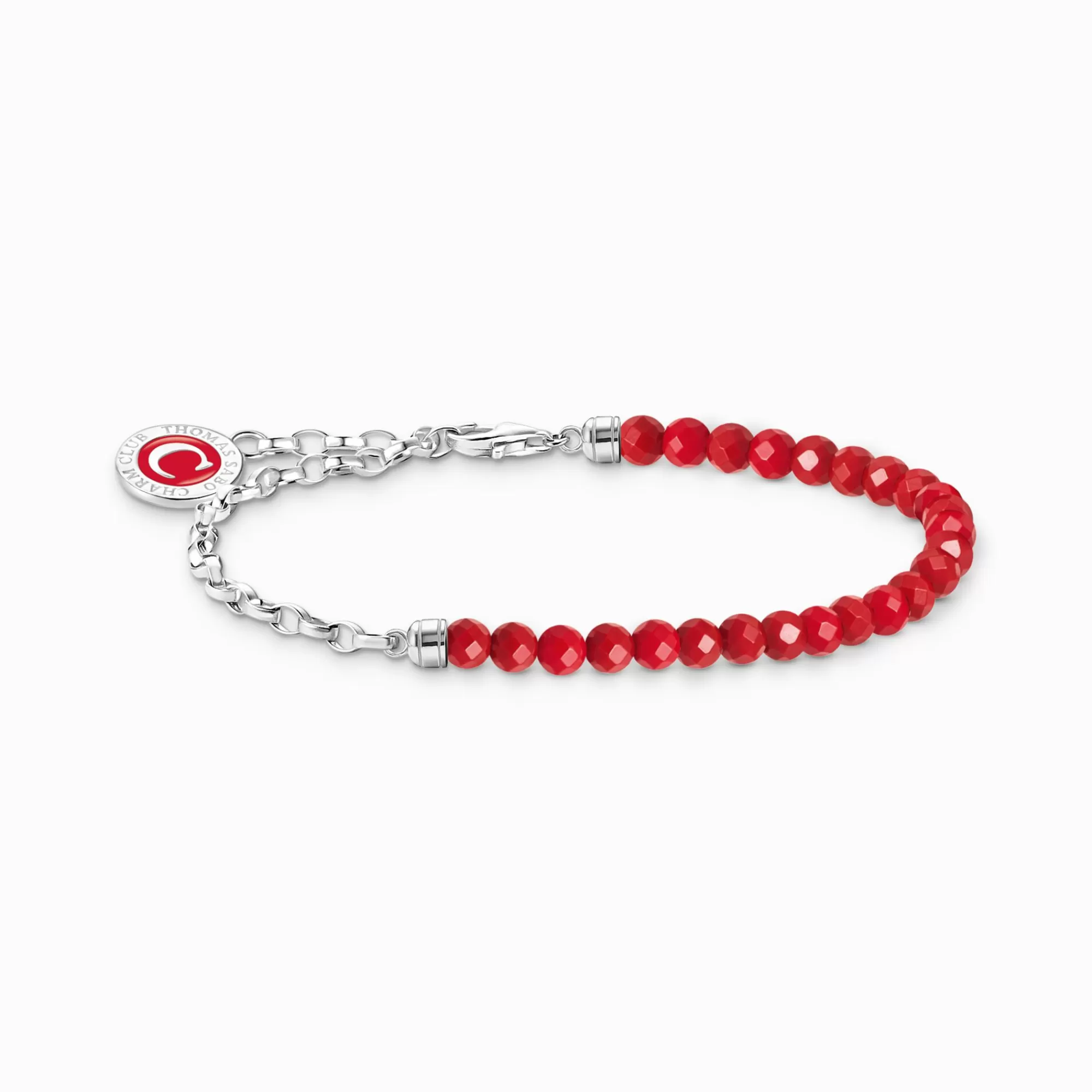 THOMAS SABO Silver charm bracelet with red beads-Women Charm Bracelets | Charm Bracelets