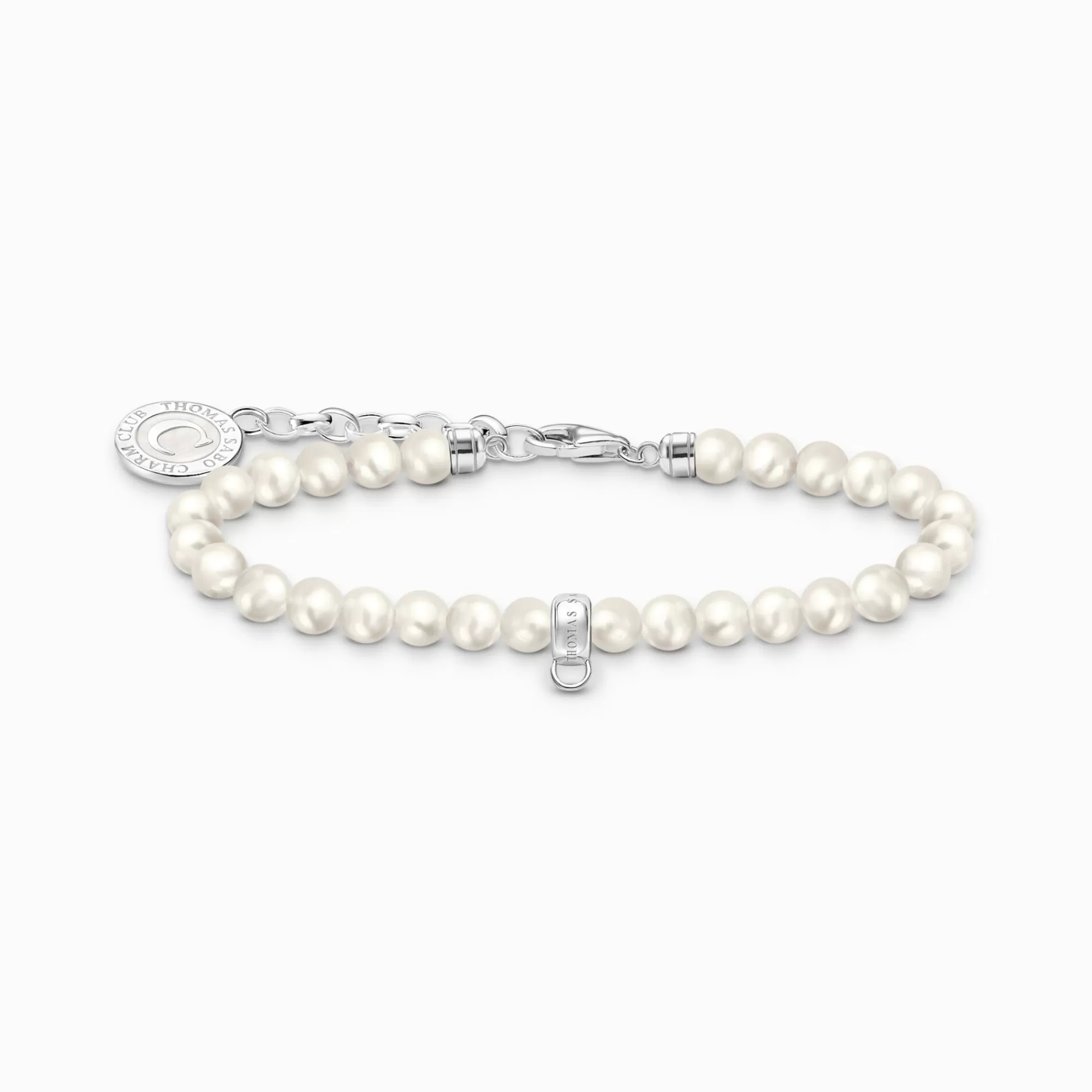 THOMAS SABO Silver charm bracelet with white freshwater pearls-Women Charm Bracelets | Charm Bracelets