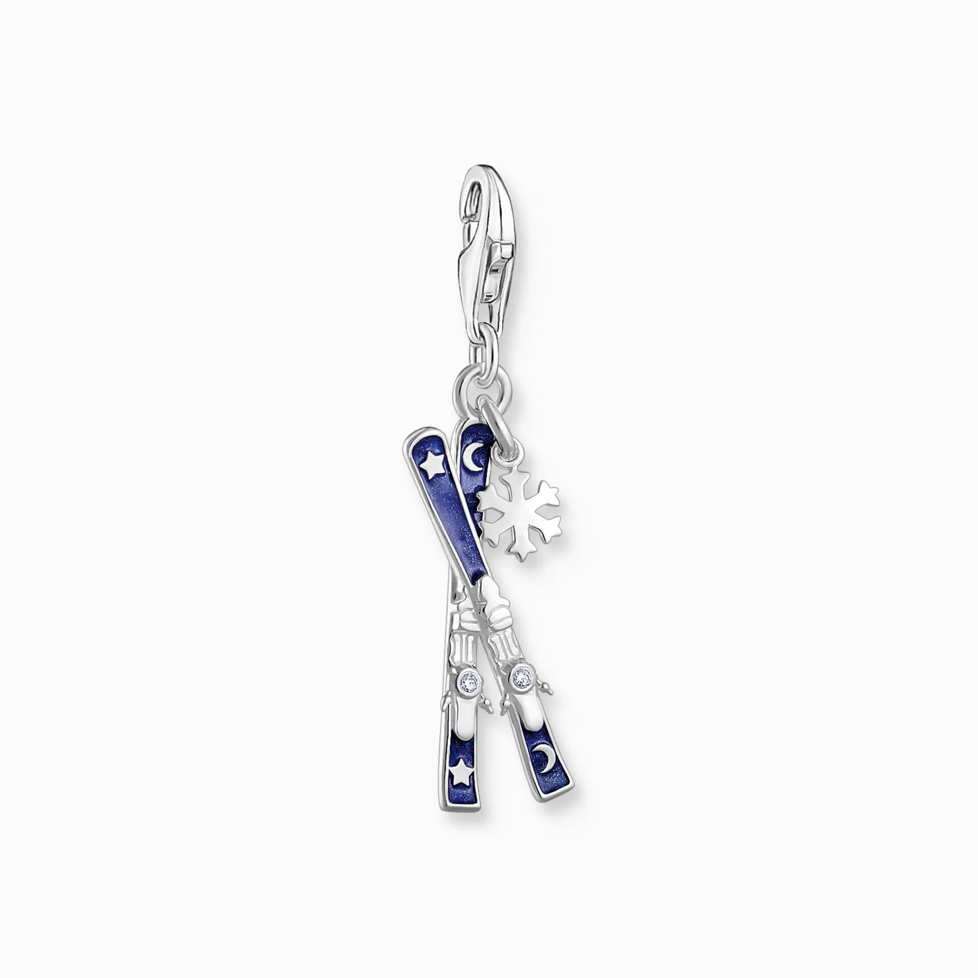 THOMAS SABO Silver charm crossed ski with cold enamel-Women Charms | Charms