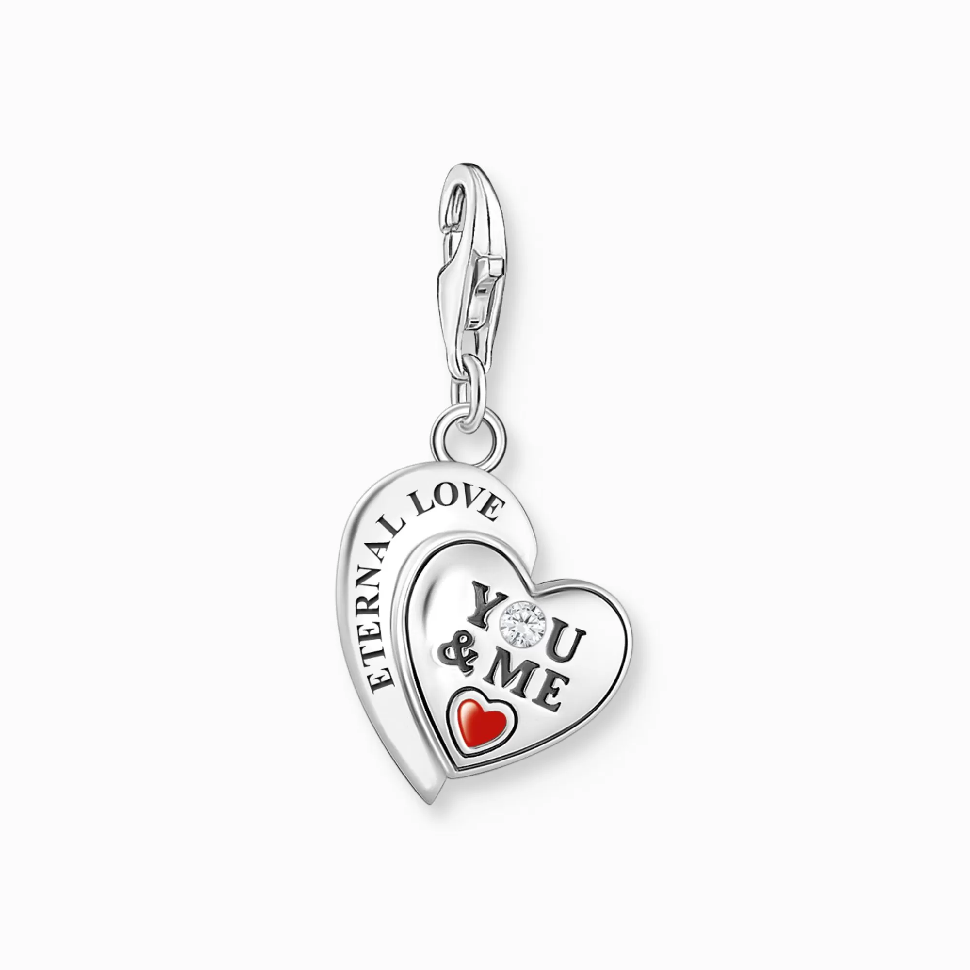 THOMAS SABO Silver charm pendant in heart-shape with engraving-Women Charms | Charms