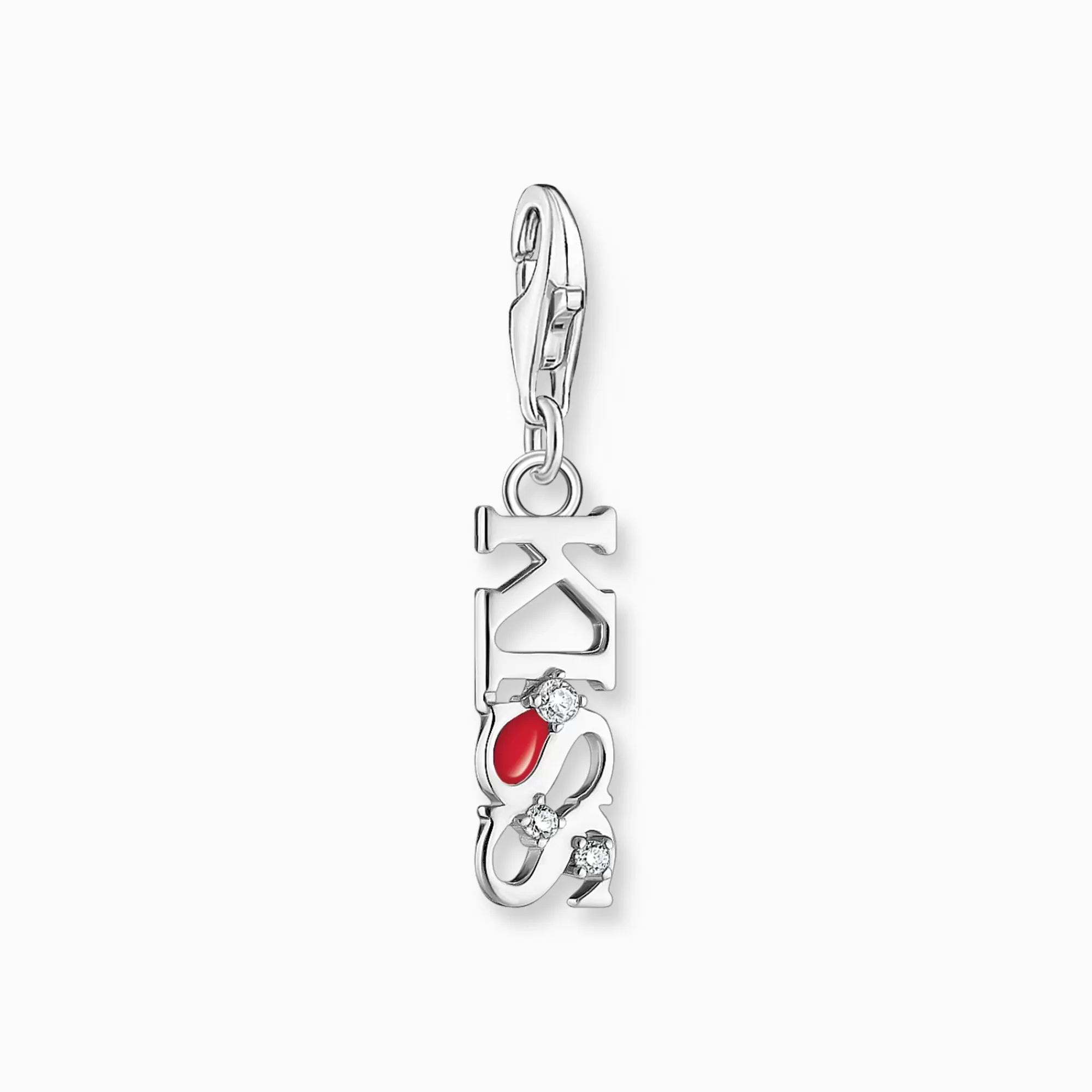 THOMAS SABO Silver charm pendant KISS with white zirconia-Women Charms | Charms