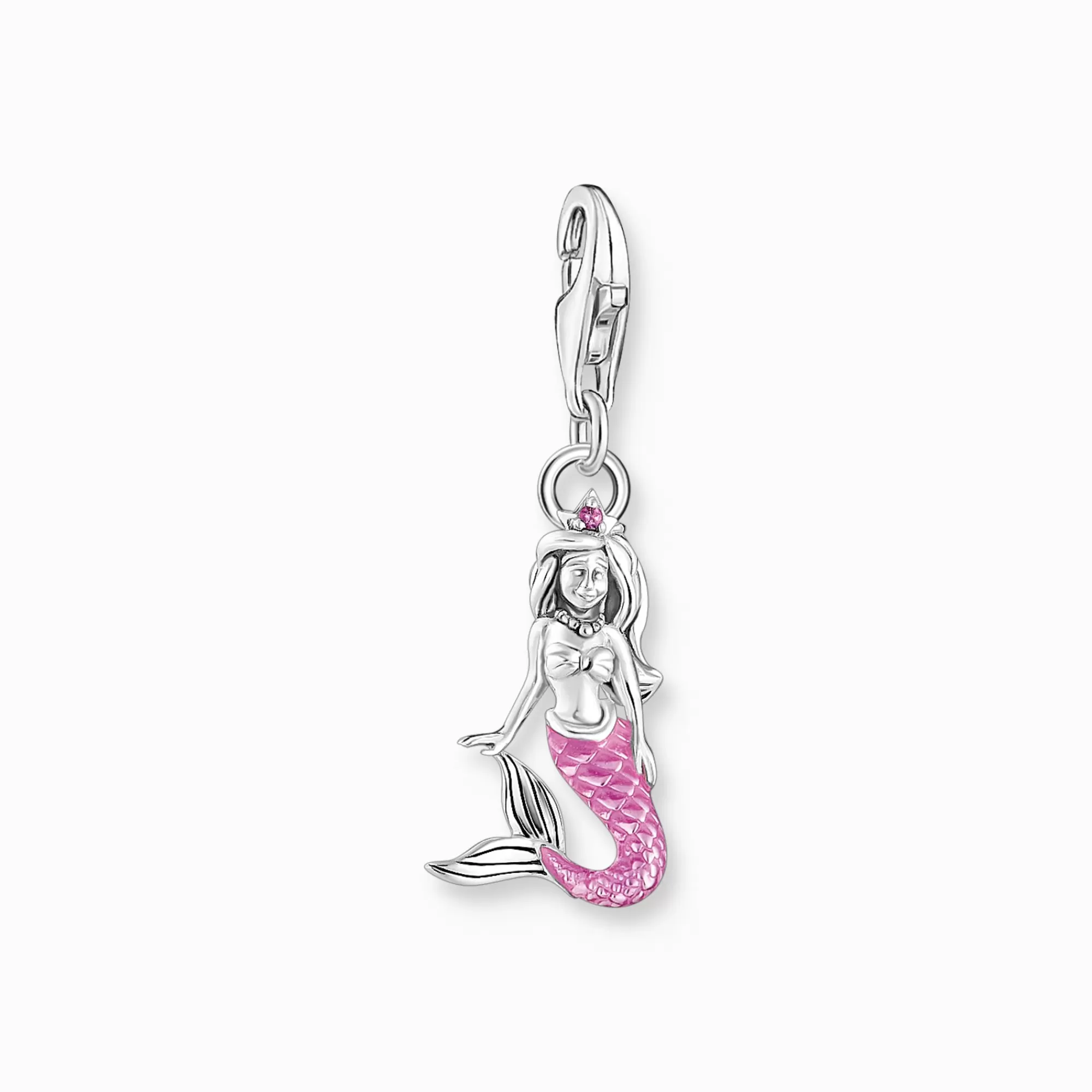 THOMAS SABO Silver charm pendant little mermaid with pink cold enamel-Women Charms | Charms