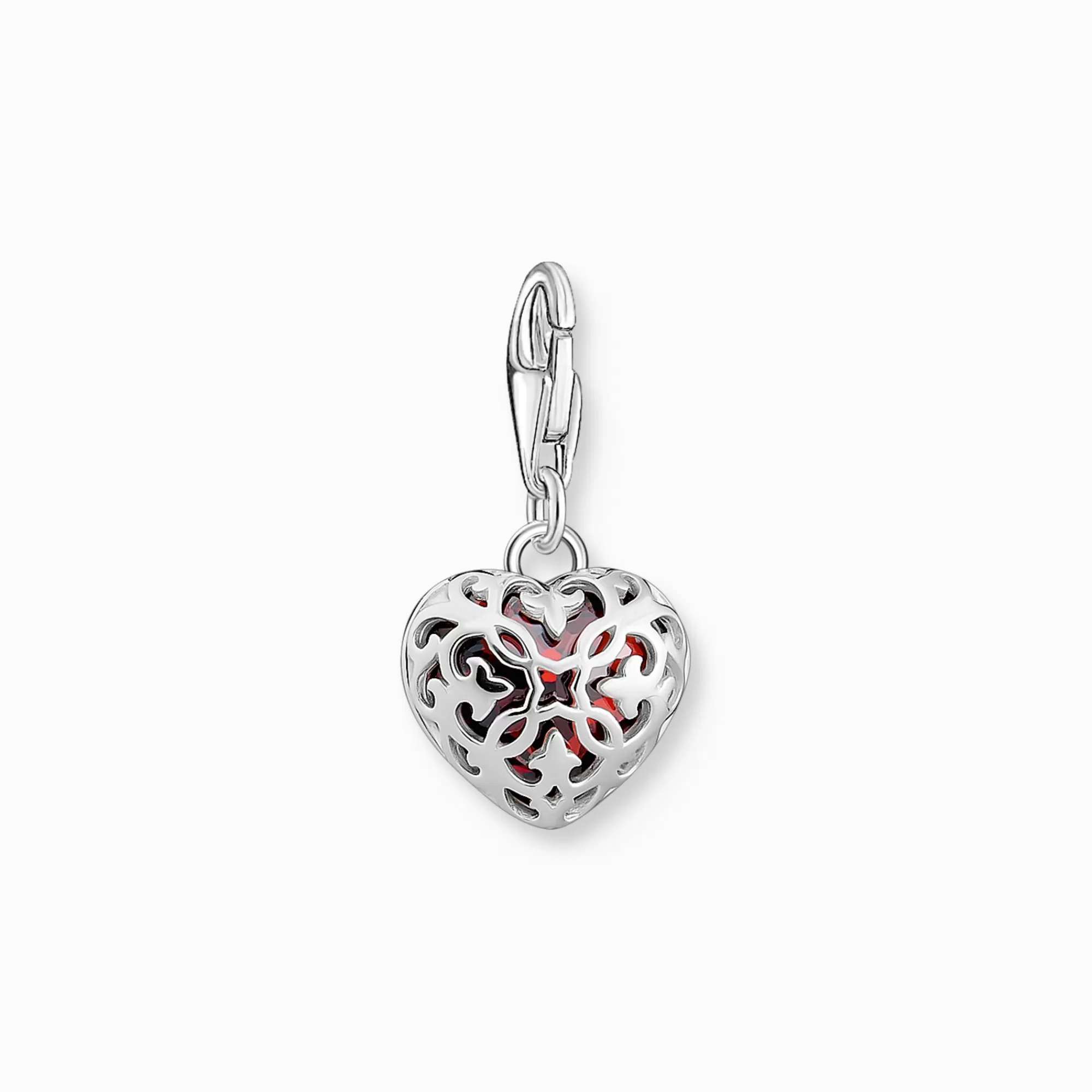 THOMAS SABO Silver charm pendant with red stone in heart-shape-Women Charms | Charms