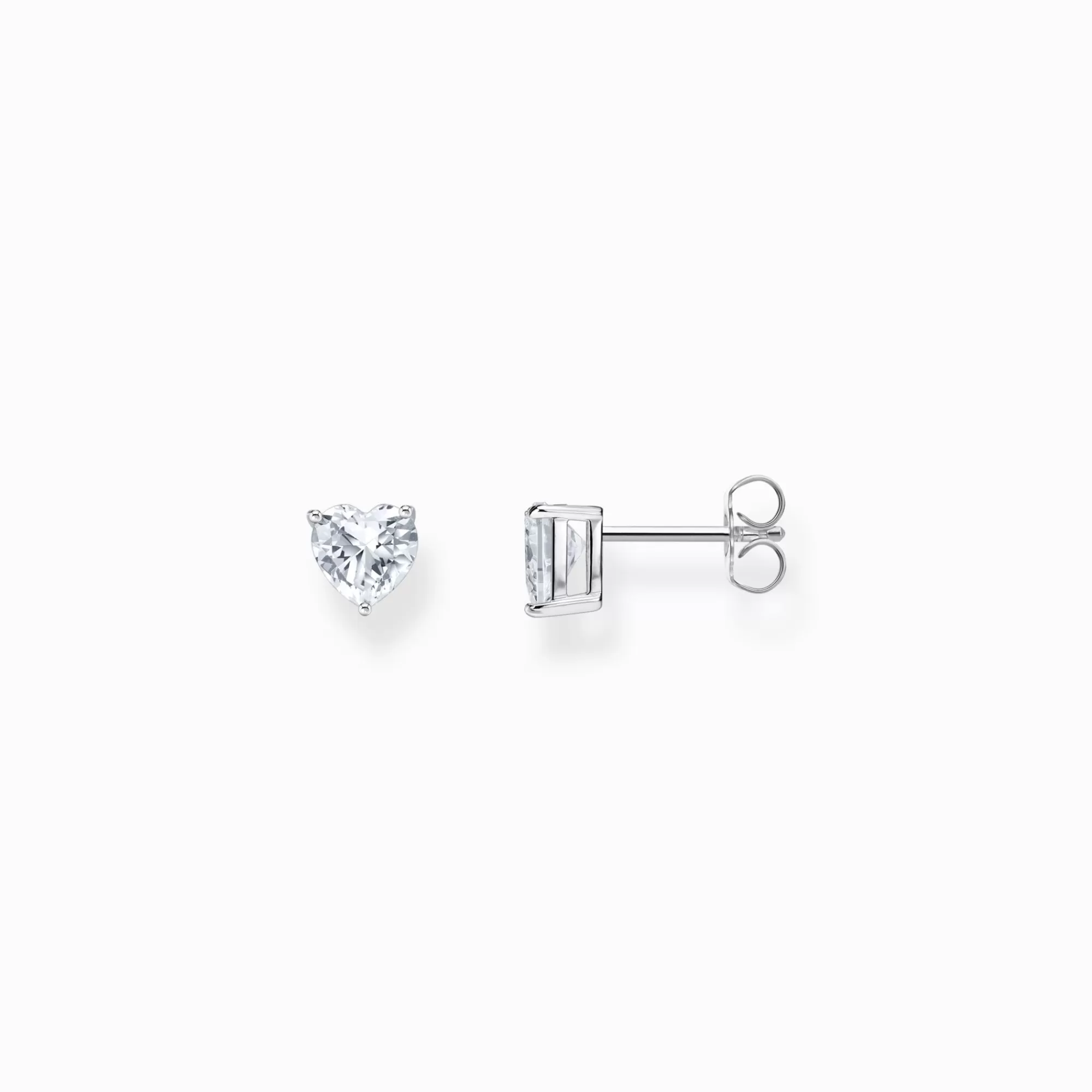 THOMAS SABO Silver ear studs heart-shaped with white zirconia-Women Ear Studs | 925 Silver