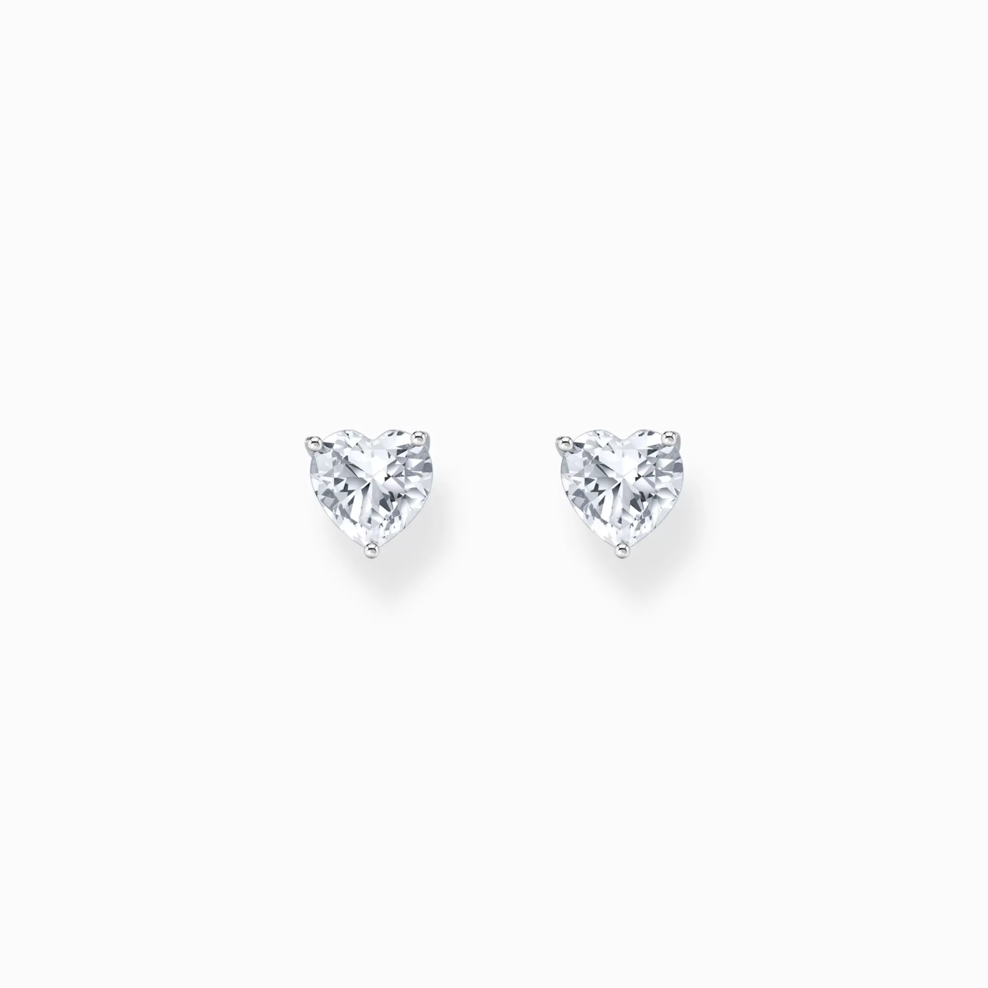 THOMAS SABO Silver ear studs heart-shaped with white zirconia-Women Ear Studs | 925 Silver