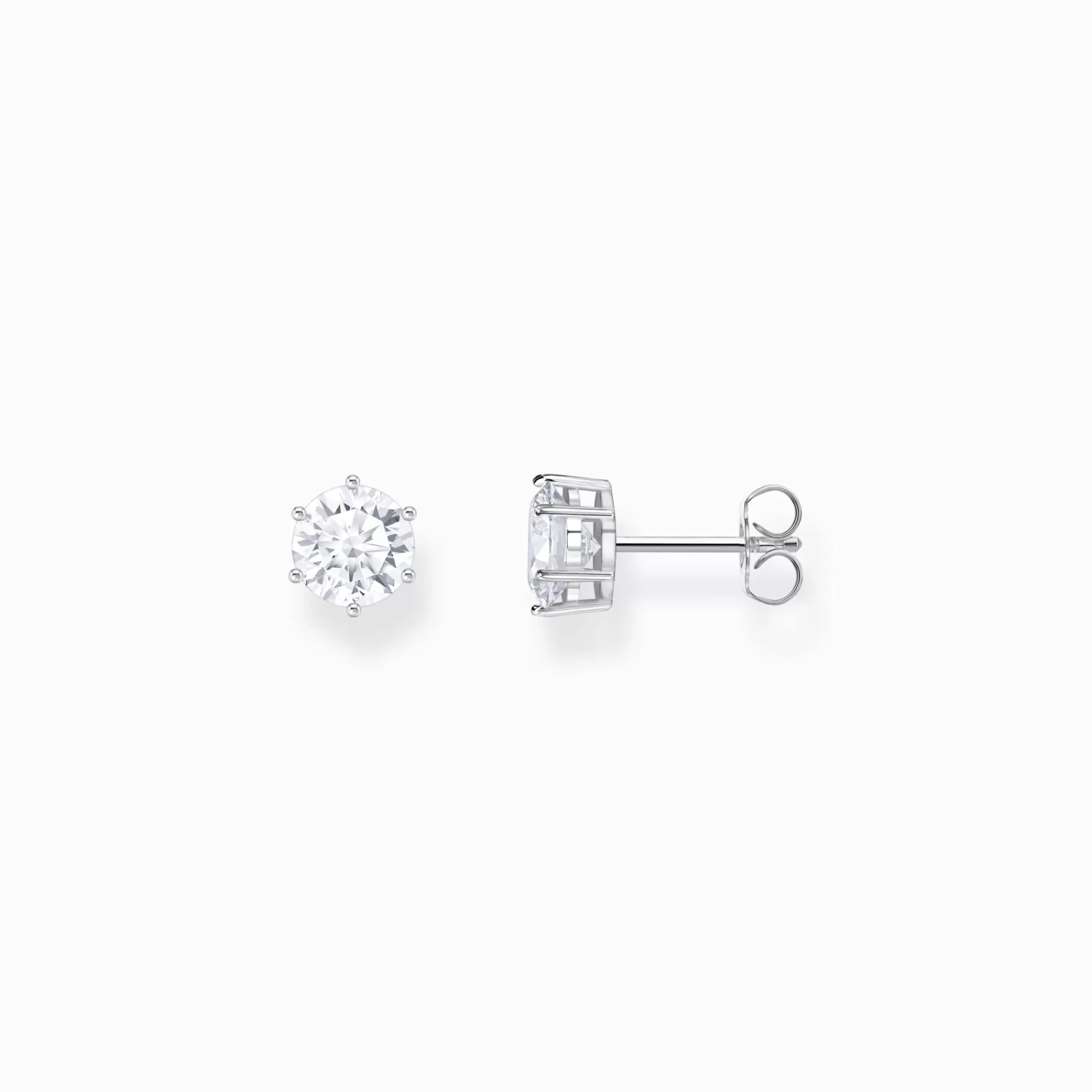 THOMAS SABO Silver ear studs with big, white zirconia-Women Ear Studs