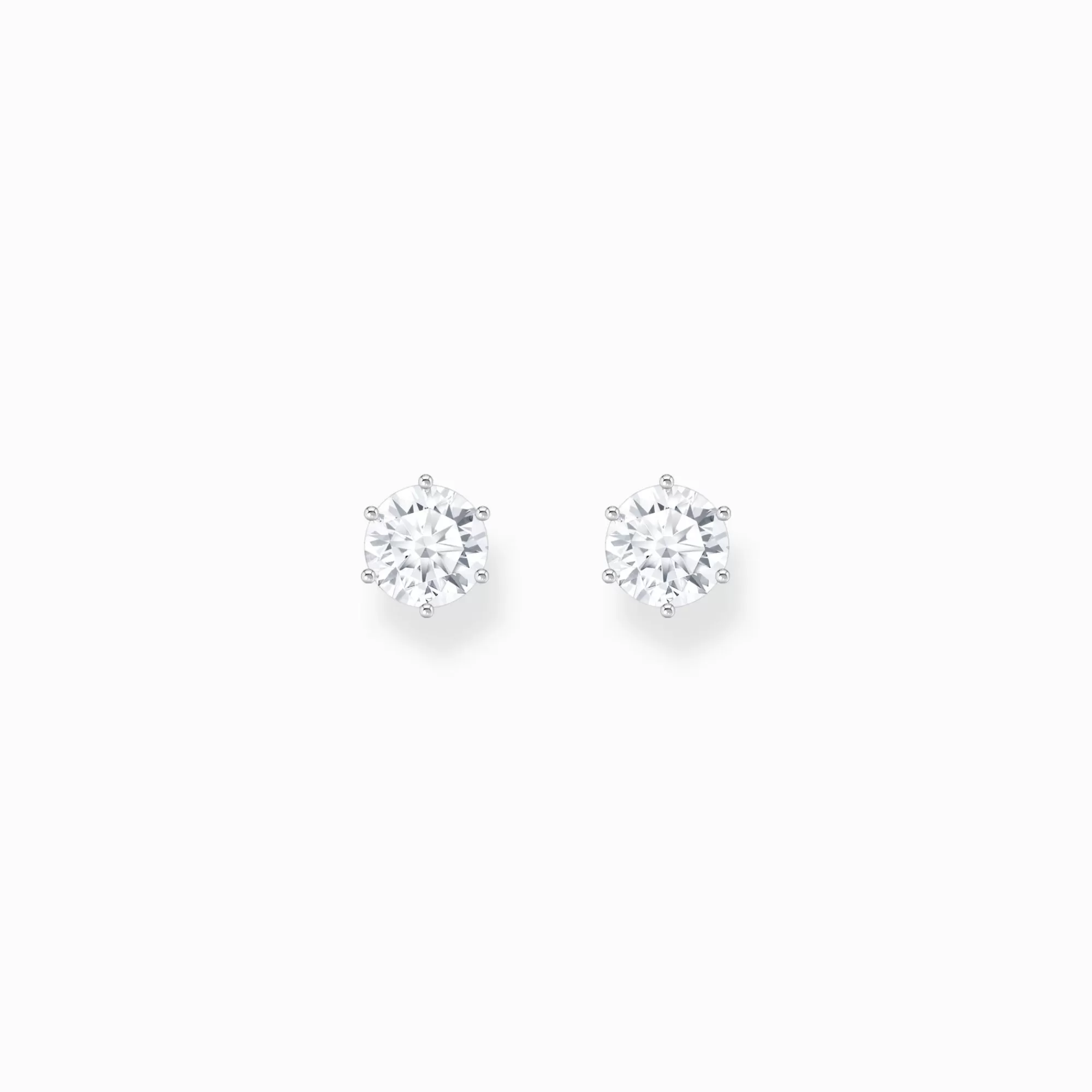 THOMAS SABO Silver ear studs with big, white zirconia-Women Ear Studs